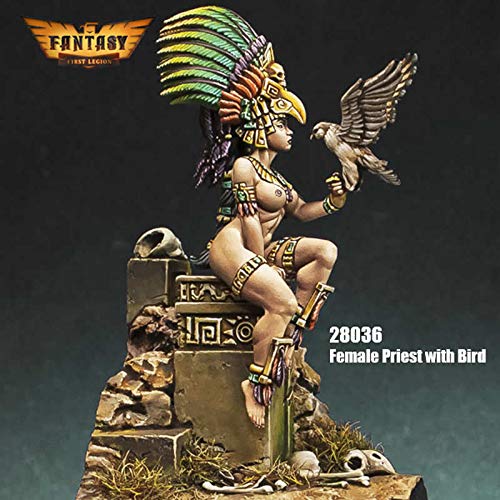 28mm Heroic Scale Female Priest with Bird Figure Kit - Unpainted Miniature for Warhammer & Tabletop RPG Gaming - First Legion Collection - Perfect for D&D, Wargaming and Fantasy Scenes