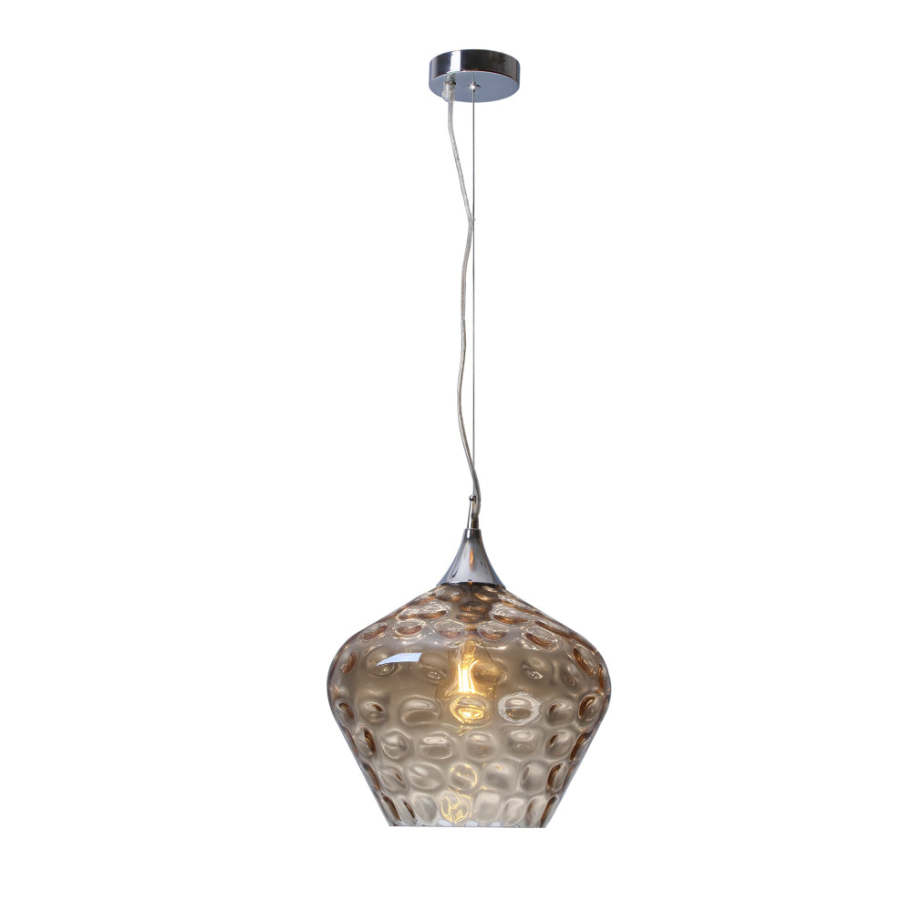 Vintage Amber Glass Shade Hanging Pendant Light - Industrial Style Ceiling Lamp for Kitchen Island, Dining Room & Bedroom Lighting