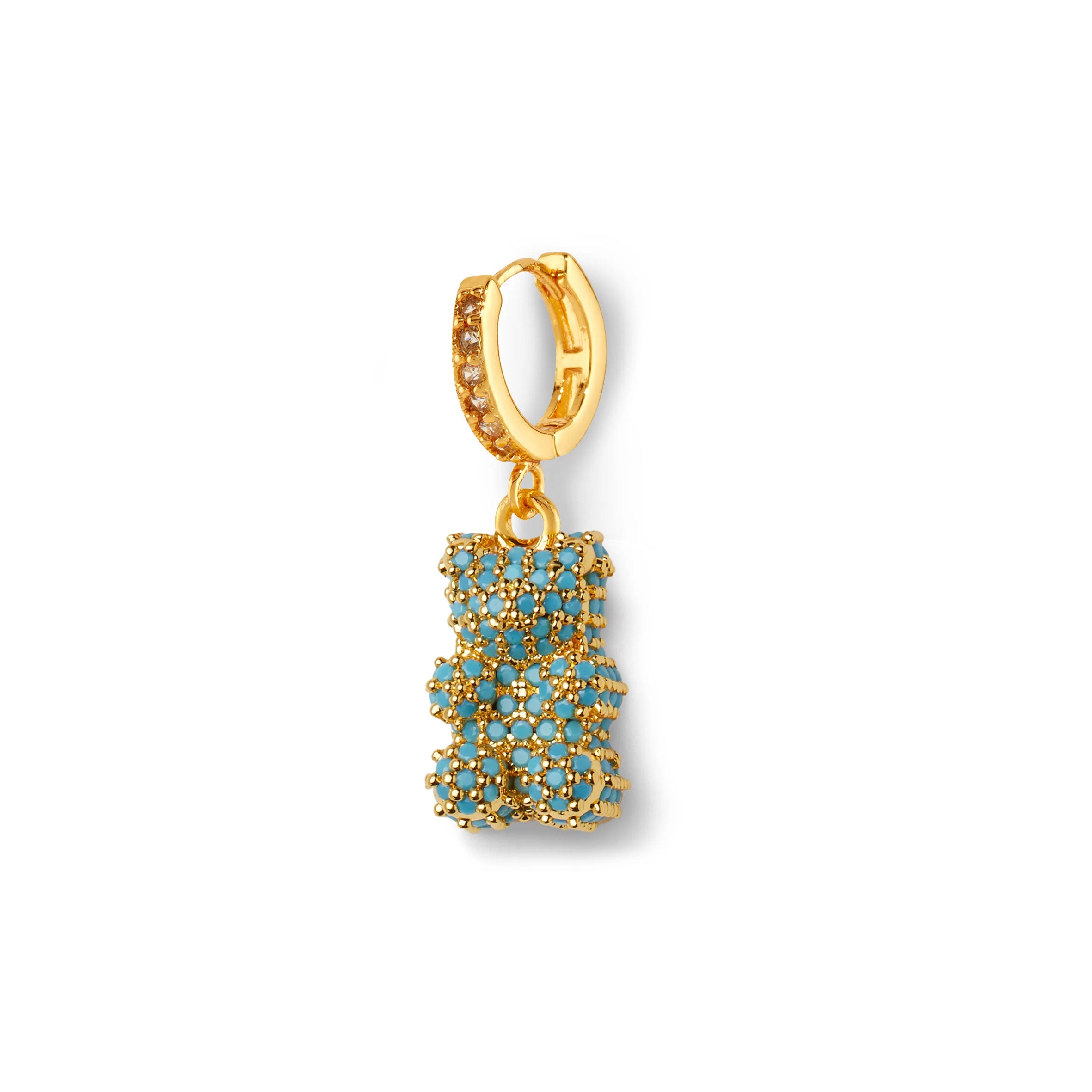 Vintage Bear Pave Hoop Earrings in Mykonos Blue - Perfect for Boho Chic Outfits & Beach Vacations