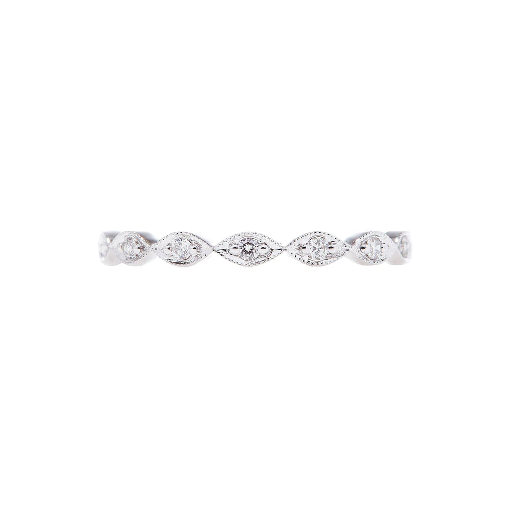 Eleanor Diamond Band Ring for Women - 14K White Gold Wedding Engagement Ring - Elegant Solitaire Diamond Jewelry Gift for Her - Perfect for Anniversaries, Proposals & Special Occasions