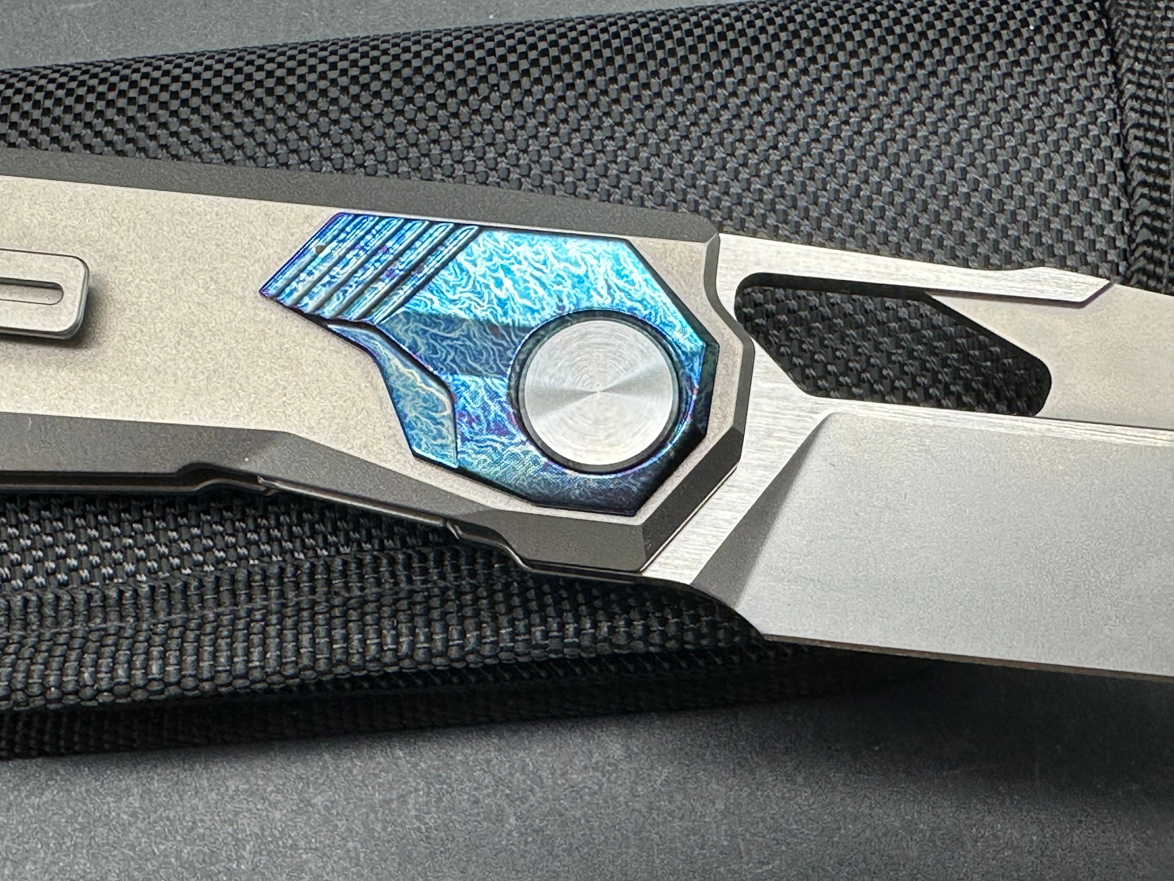 REMETTE RT Peregrine Falcon Titanium/Color Inlay Handle M390 Reverse Tanto Folding Knife - EDC, Outdoor Survival, Camping & Tactical Use