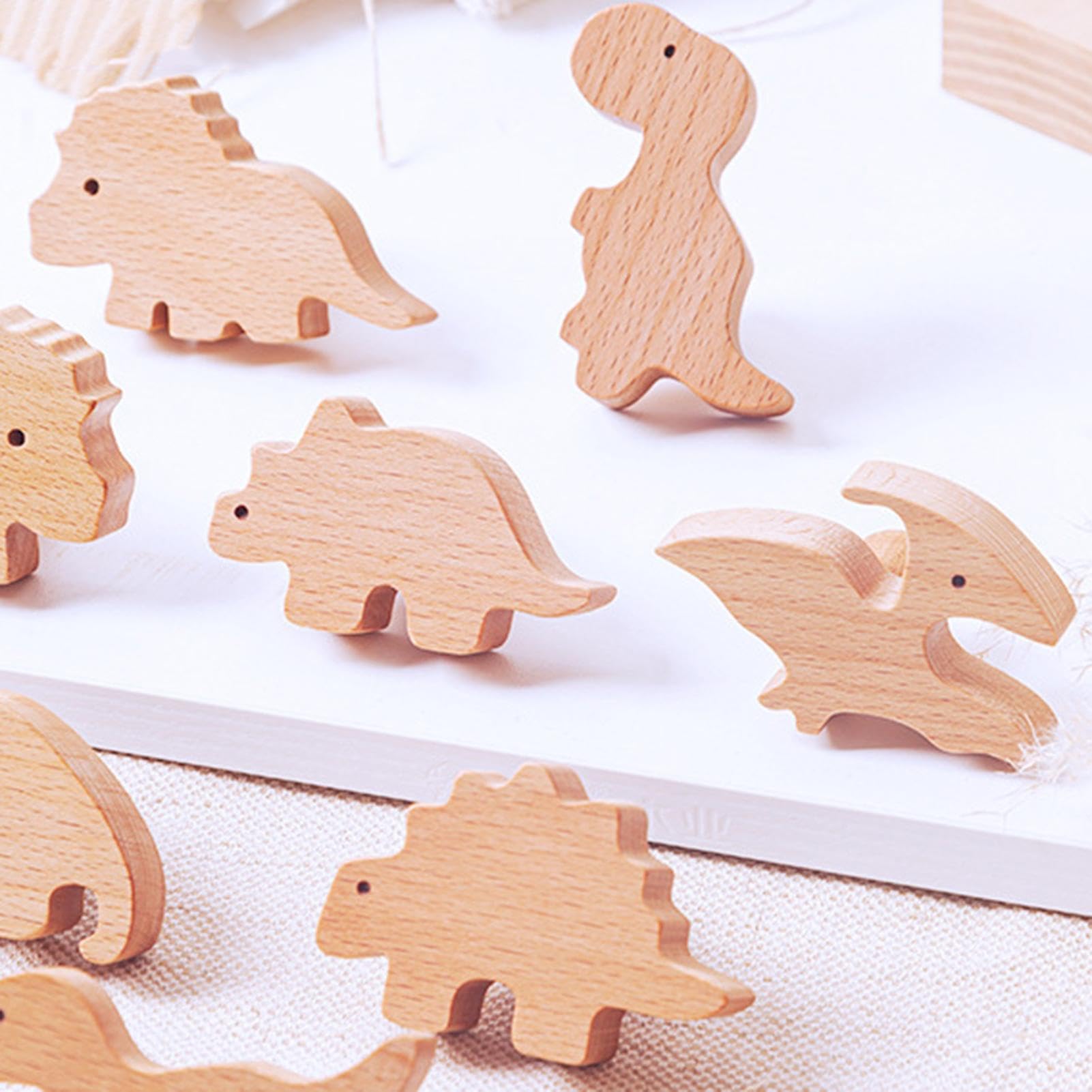 Dinosaur Drawer Pulls - Wooden Dresser Knobs for Baby Room, Unique Decorative Cabinet Handles for Closet & Wardrobe - Perfect for Nursery Decor, Kids Furniture & Home Organization