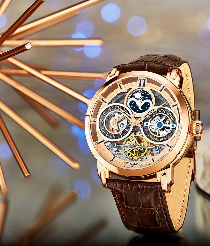 Luciano Automatic 46mm Skeleton Watch for Men - Stainless Steel Mechanical Timepiece with Open Heart Design - Perfect for Business, Formal Events & Gift Giving