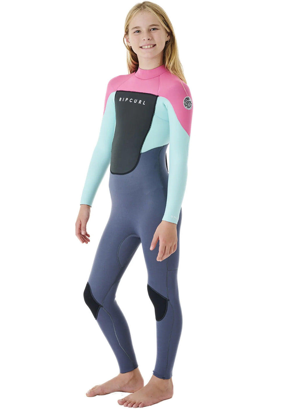 Rip Curl Girls Omega 3/2mm E Stitch Back Zip Steamer Wetsuit - Kids Surfing Wetsuit for Cold Water - Perfect for Surfing, Swimming & Water Sports