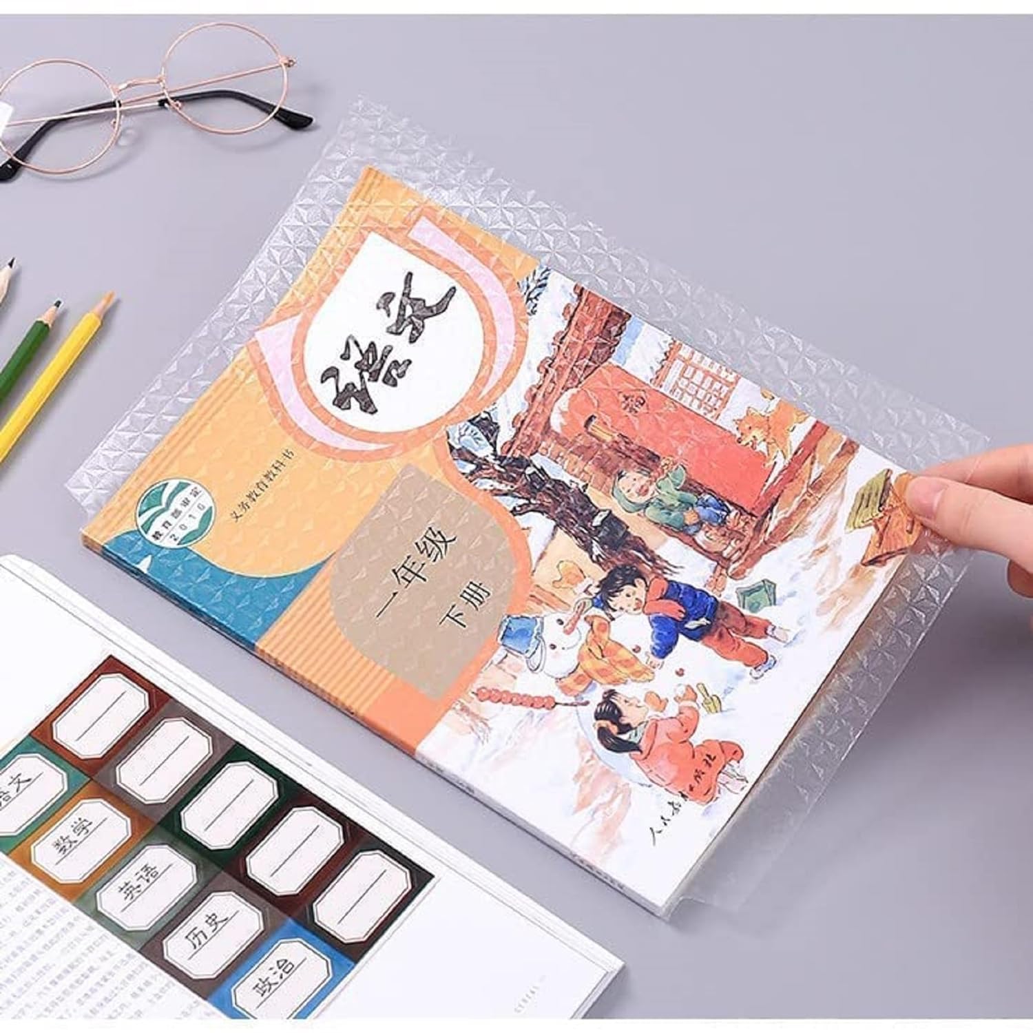 SHREE VALLV Transparent A4 Book Stickers - 10 Pack Waterproof Self-Adhesive Textbook Covers, Customizable Protective Film for School Books | Perfect for Classroom, Library & Home Study Organization