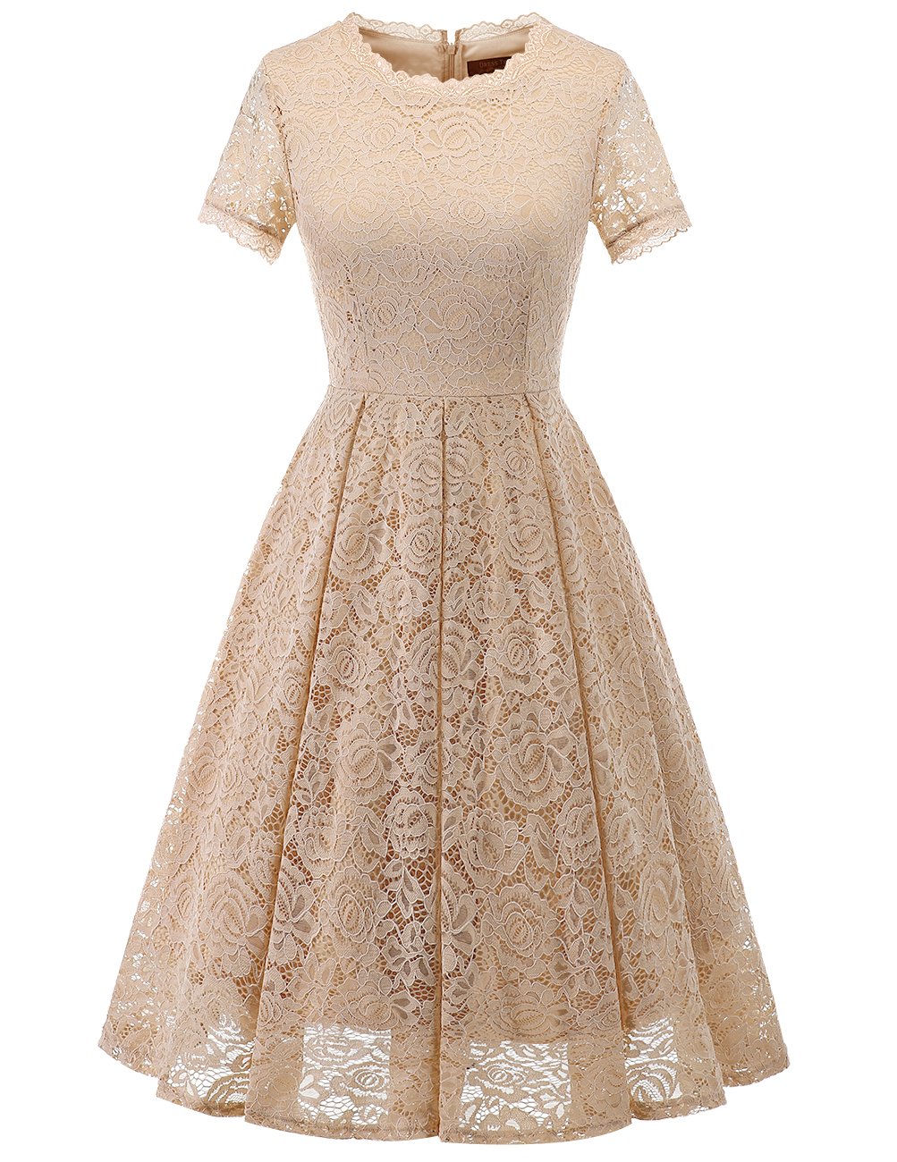 DRESSTELLS Elegant Lace Cocktail Dress | Tea Length Prom Party Dress for Women & Teens | Formal Bridesmaid & Wedding Guest Dress | Perfect for Evening Parties, Dinners & Special Occasions
