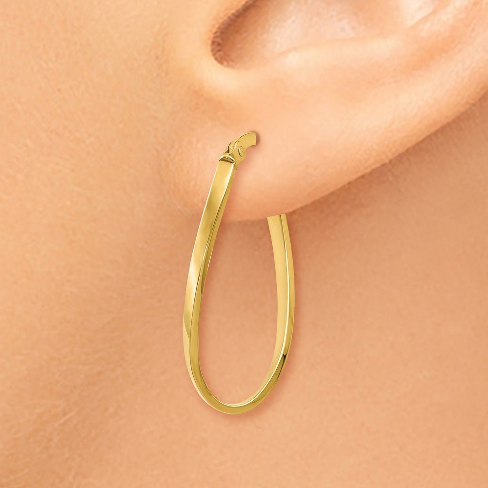 14K Yellow Gold Oval Tube Hoop Earrings - 26mm x 12mm Dainty Minimalist Jewelry for Women, Perfect for Everyday Wear & Special Occasions