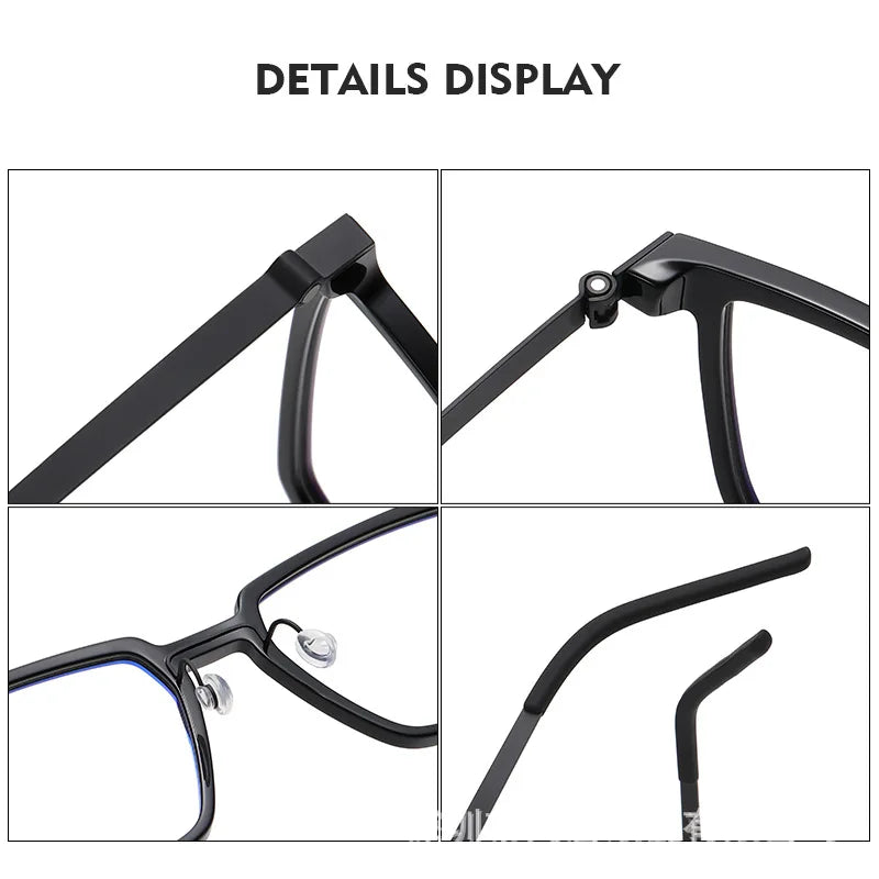 Stylish Unisex Black Titanium Acetate Square Eyeglasses D844 - Perfect for Work, Reading & Fashion Accessories