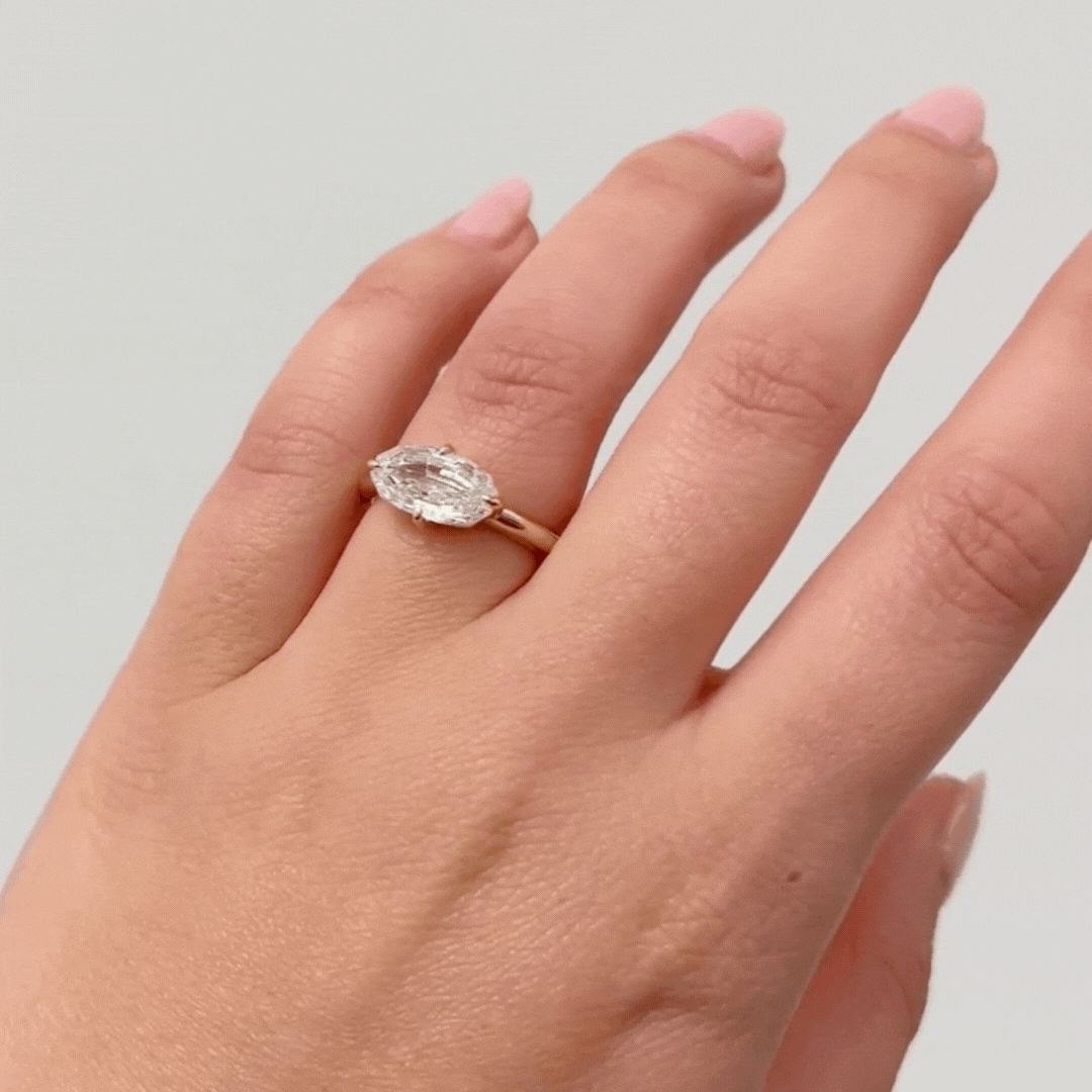 East West Step Cut Oval Ring - Elegant Dainty Stackable Ring for Women | Perfect for Everyday Wear, Gift Giving & Special Occasions