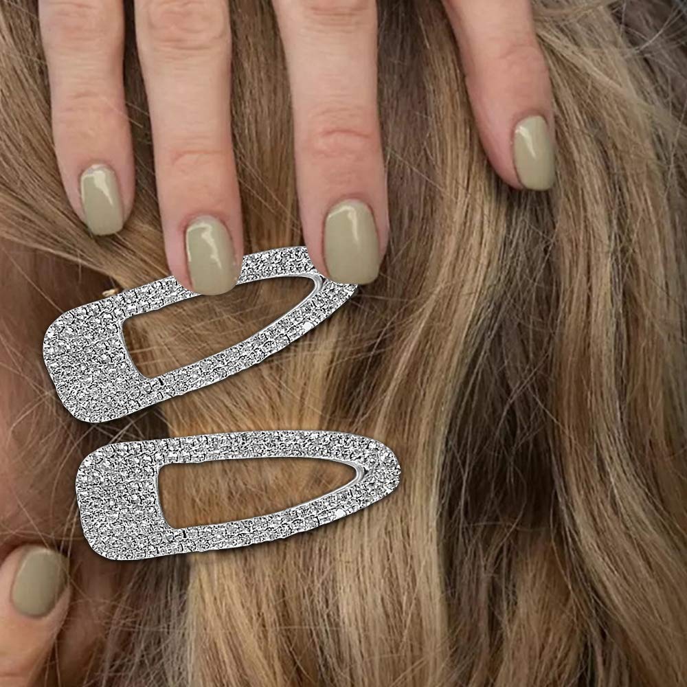 2PCS Silver Rhinestone Hair Clips for Women - Party & Wedding Accessories