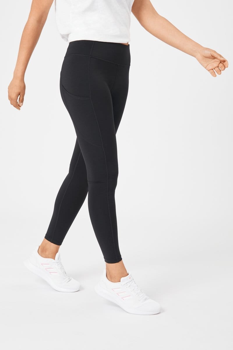 INSPORT Women's High-Waisted Power Pocket Yoga Tights - Full Length Workout Leggings for Running, Gym & Lounge - Black Compression Pants