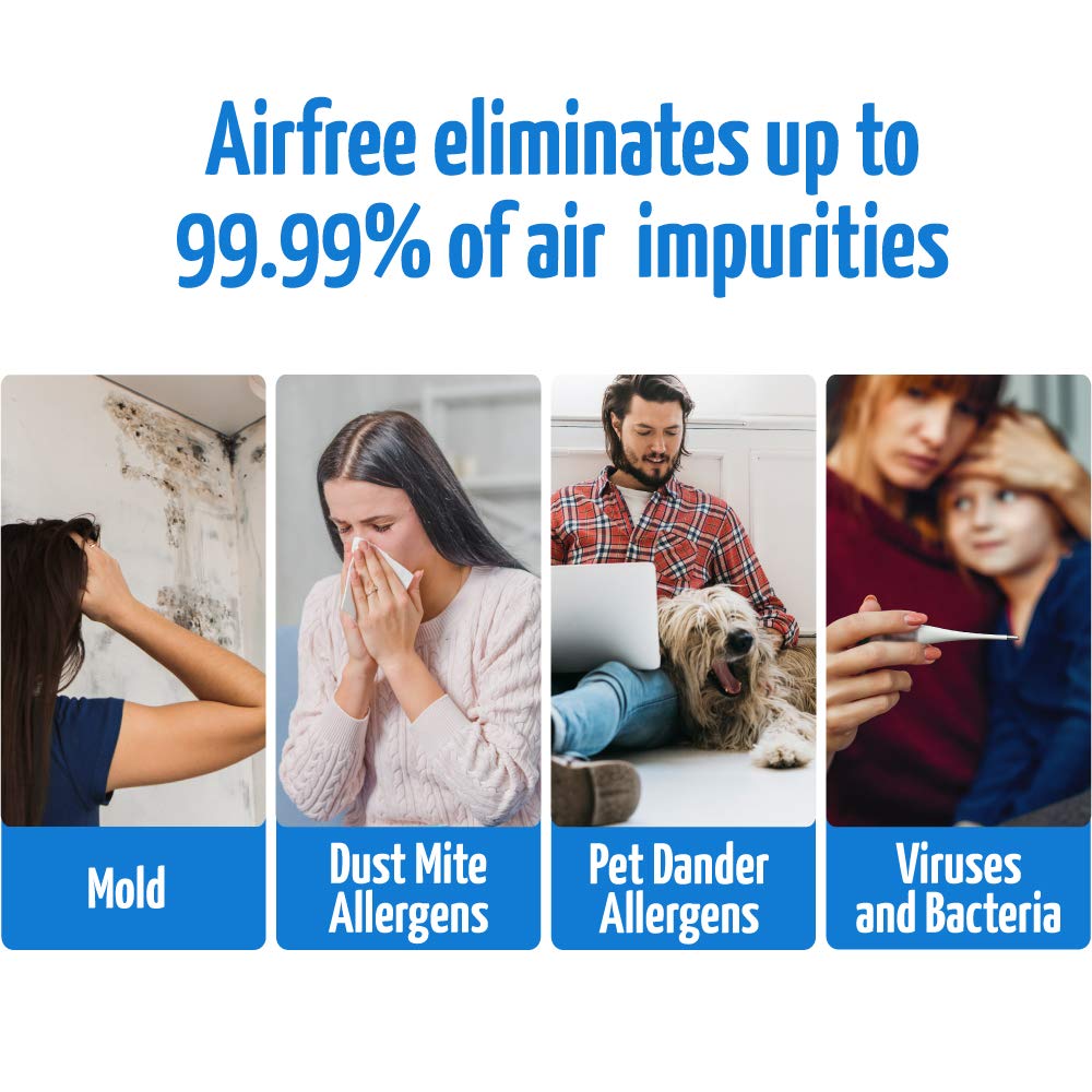 Airfree Tulip Filterless Air Purifier - Eliminates Viruses, Mold, Pet Allergens, Bacteria & Dust Mites - No Filter, Fan or Humidifier Needed - Compact White Air Cleaner for Bedroom, Office & Nursery