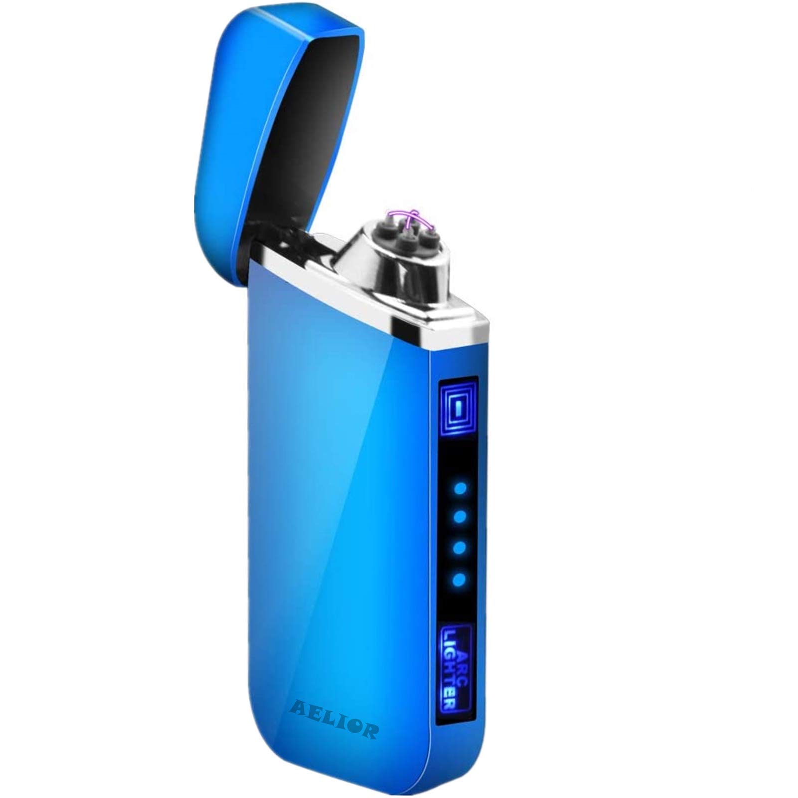 USB Rechargeable Plasma Lighter - Windproof, Flameless for Camping & Hiking (Blue)