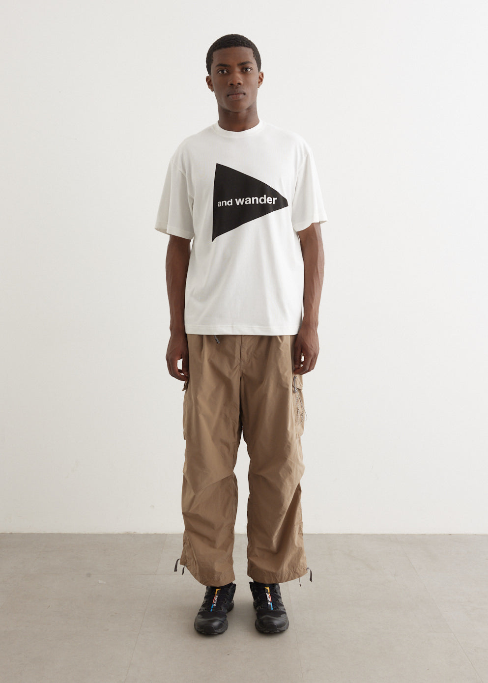 And Wander Logo Short Sleeve T-Shirt for Men - Lightweight Casual Cotton Tee for Outdoor Hiking & Streetwear Fashion