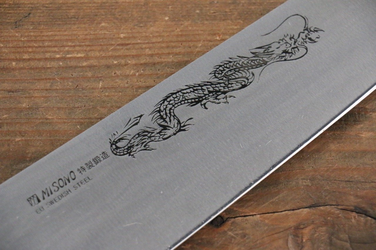 Premium Misono Swedish Steel Gyuto Chef Knife with Dragon Engraving - Professional Japanese Kitchen Knife for Sushi, Meat Cutting & Vegetable Chopping