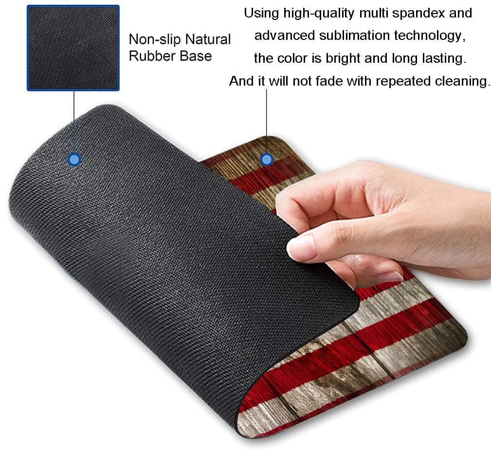 Custom Square Gaming & Office Mouse Pad - Wood Grain American Flag Design, Non-Slip Rubber Base for Desktop & Laptop - Perfect for Work, Gaming & Home Office Use