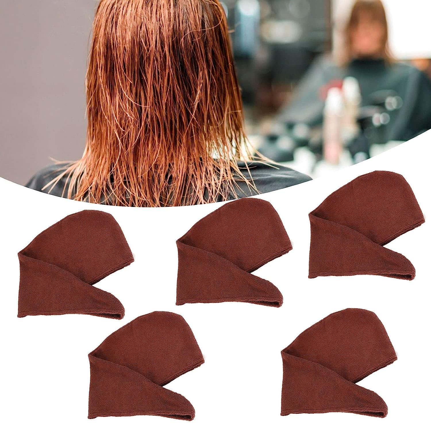 Set of 2 Excluzo Microfiber Hair Drying Hats & 5 Quick-Dry Hair Towel Wraps - Soft & Absorbent for Women, Men & Kids - Perfect for Travel, Gym & Home Use (Coffee Color)