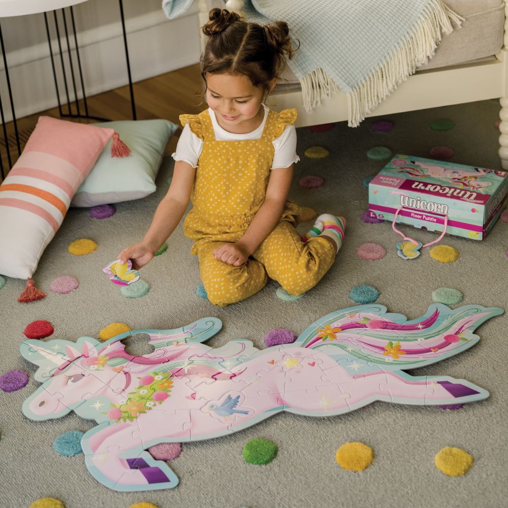 Peaceable Kingdom Shimmery Unicorn Floor Puzzle for Kids - 48-Piece Glittering Unicorn Jigsaw Puzzle for Children's Room Decor & Educational Playtime