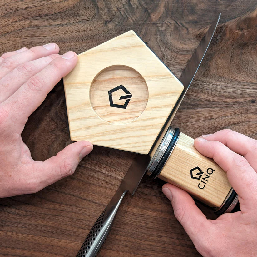 Premium Cinq Rolling Knife Sharpener - Professional Kitchen Knife Sharpening Tool for Chefs & Home Cooks - Perfect for Kitchen, Camping & Outdoor Cooking