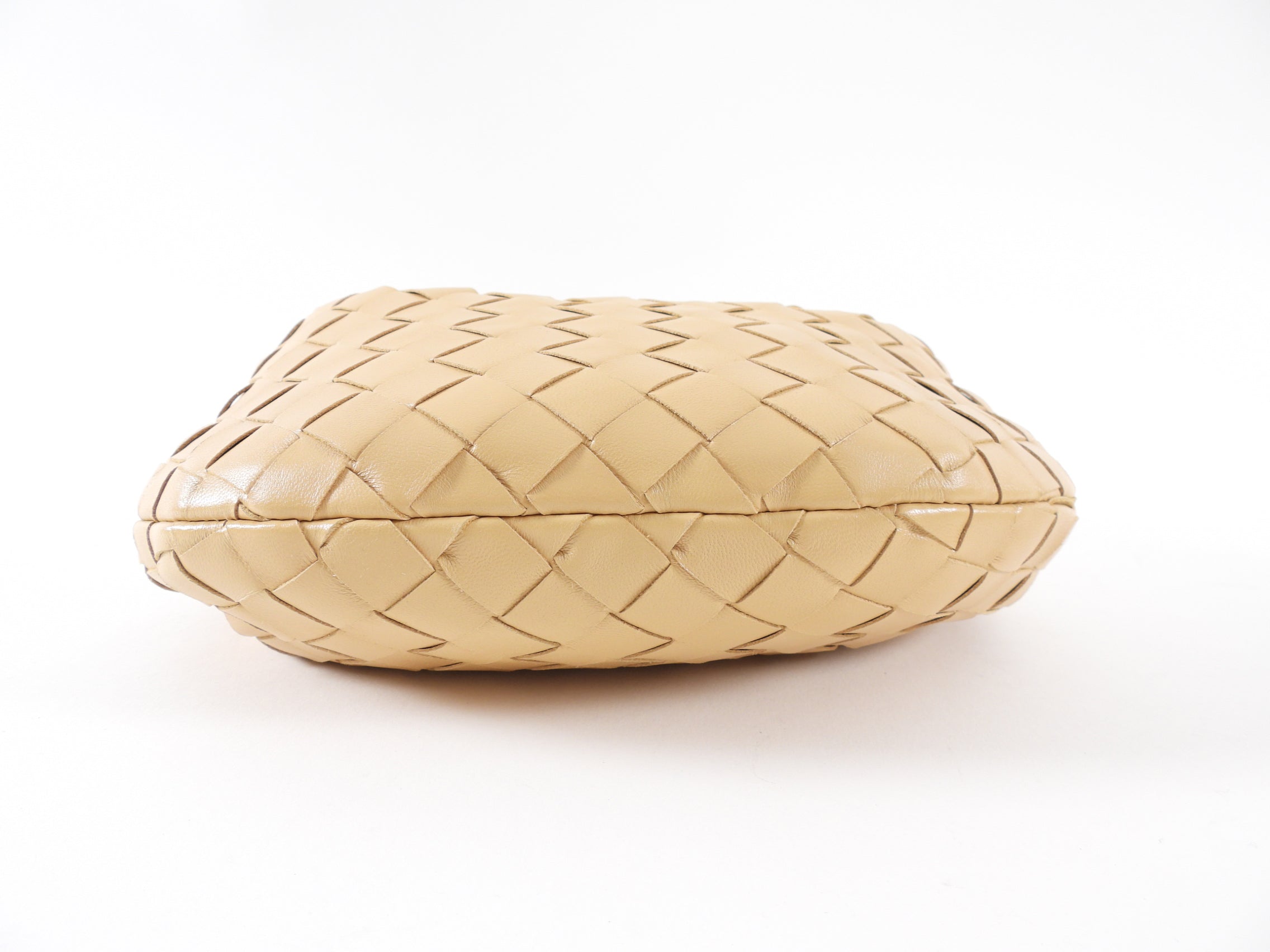 Bottega Veneta Almond Beige Mini Jodie Intrecciato Leather Crossbody Bag - Luxury Designer Handbag for Women, Perfect for Date Night & Evening Events