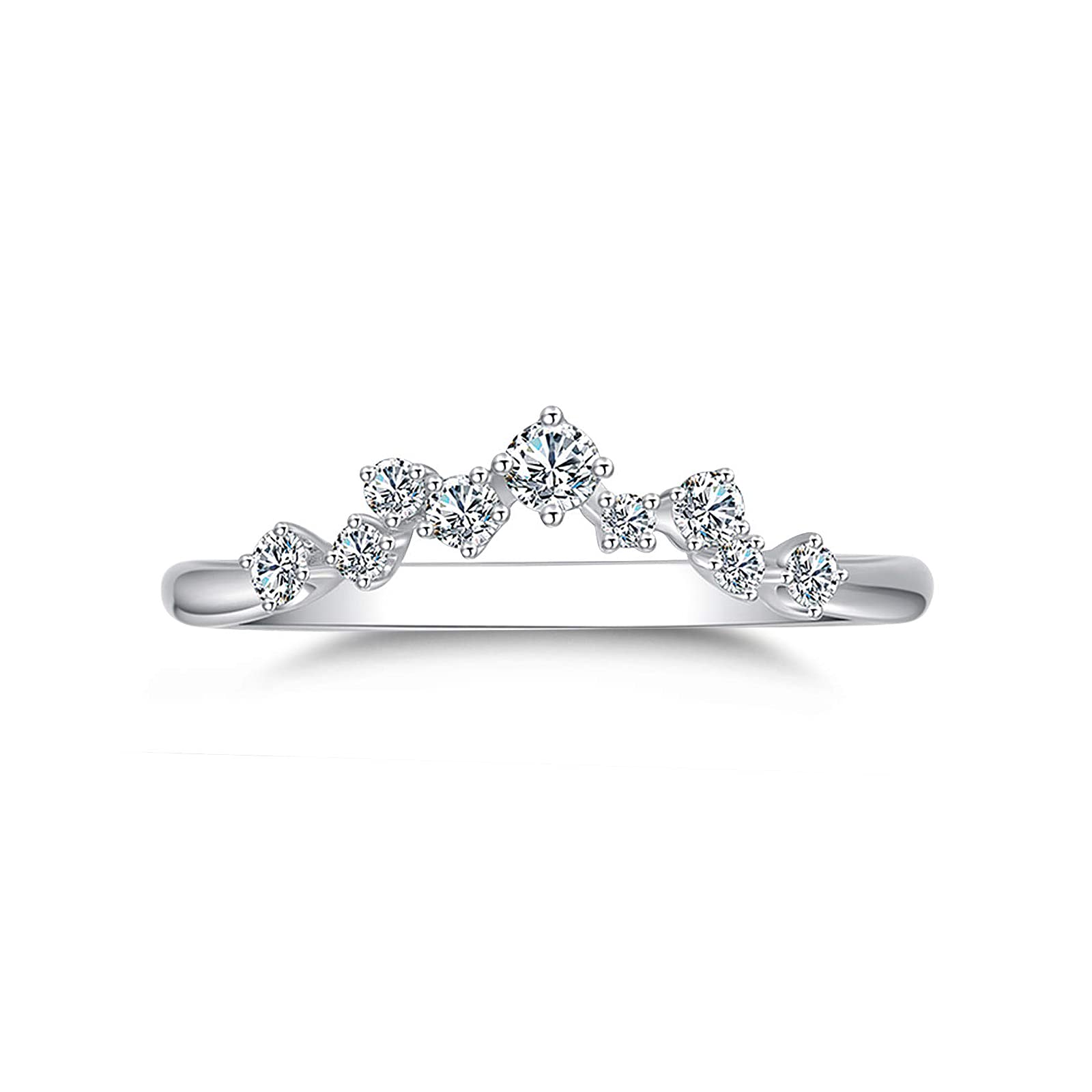 Vintage Dainty Moissanite Diamond Wedding Engagement Ring - Crown Shape 925 Sterling Silver Stacking Ring - Anniversary Birthday Jewelry Gift for Her, Women, Girlfriend, Wife - Perfect for Proposals, Weddings, Anniversaries & Special Occasions