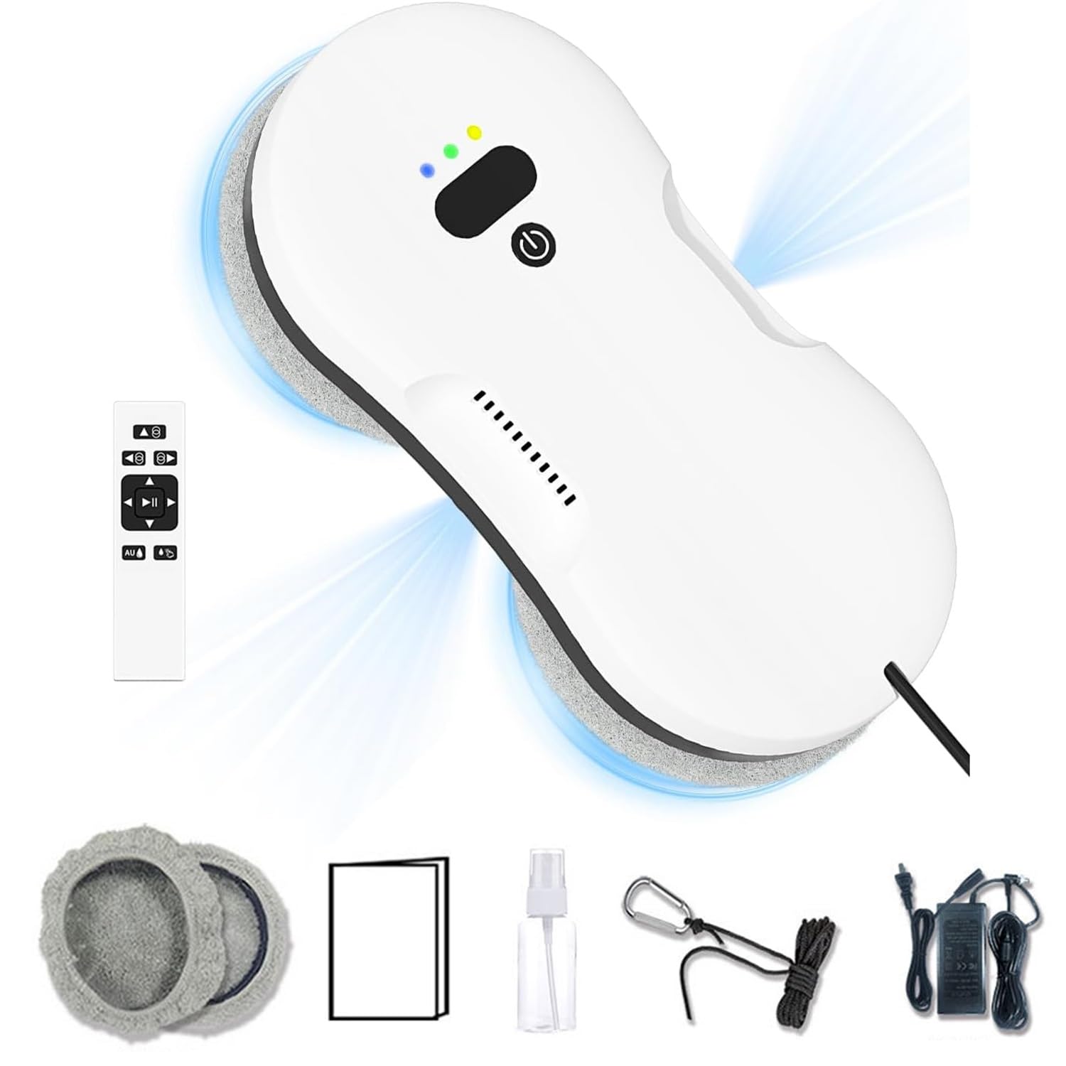 Automatic Window Cleaning Robot with Water Spray & 5200Pa Suction - Smart Electric Window Washer with Remote Control - Perfect for High-Rise Windows, Glass Doors, and Skylights