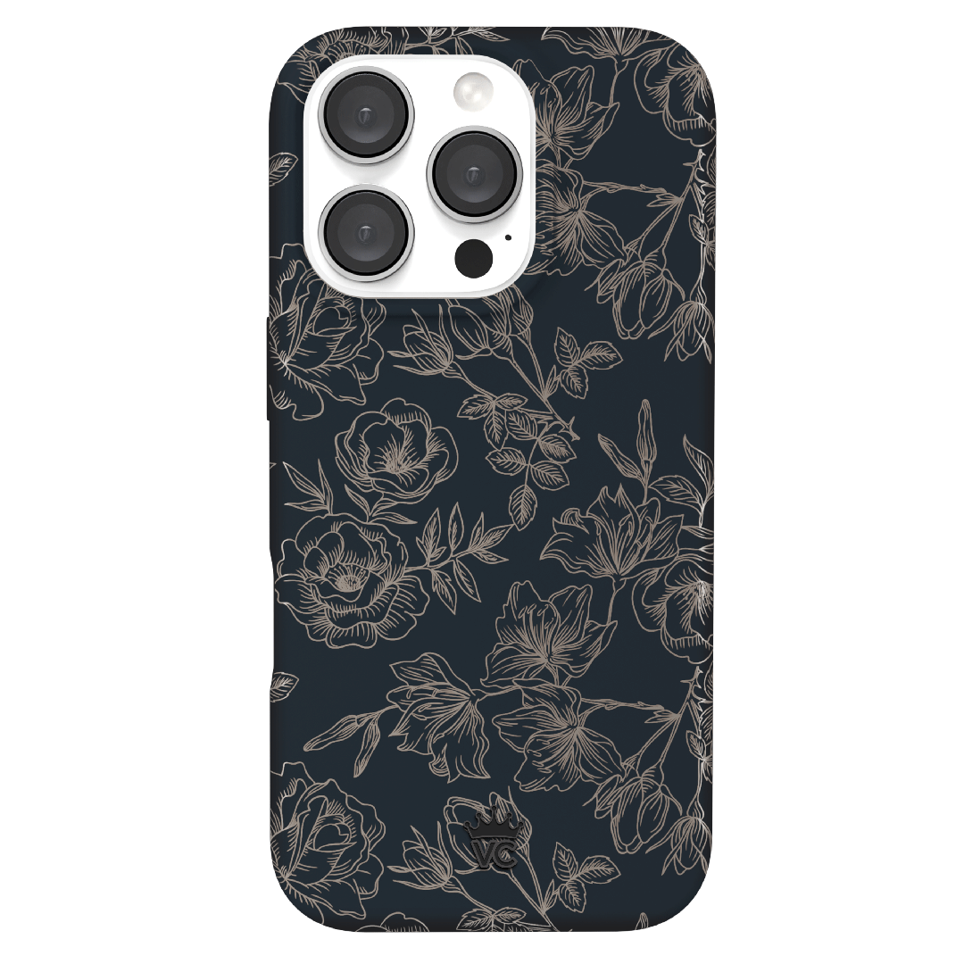 Elegant Floral Rose Gold Chrome iPhone Case - Stylish Protective Cover for iPhone 13/12/11/X - Perfect for Everyday Use, Office & Special Occasions