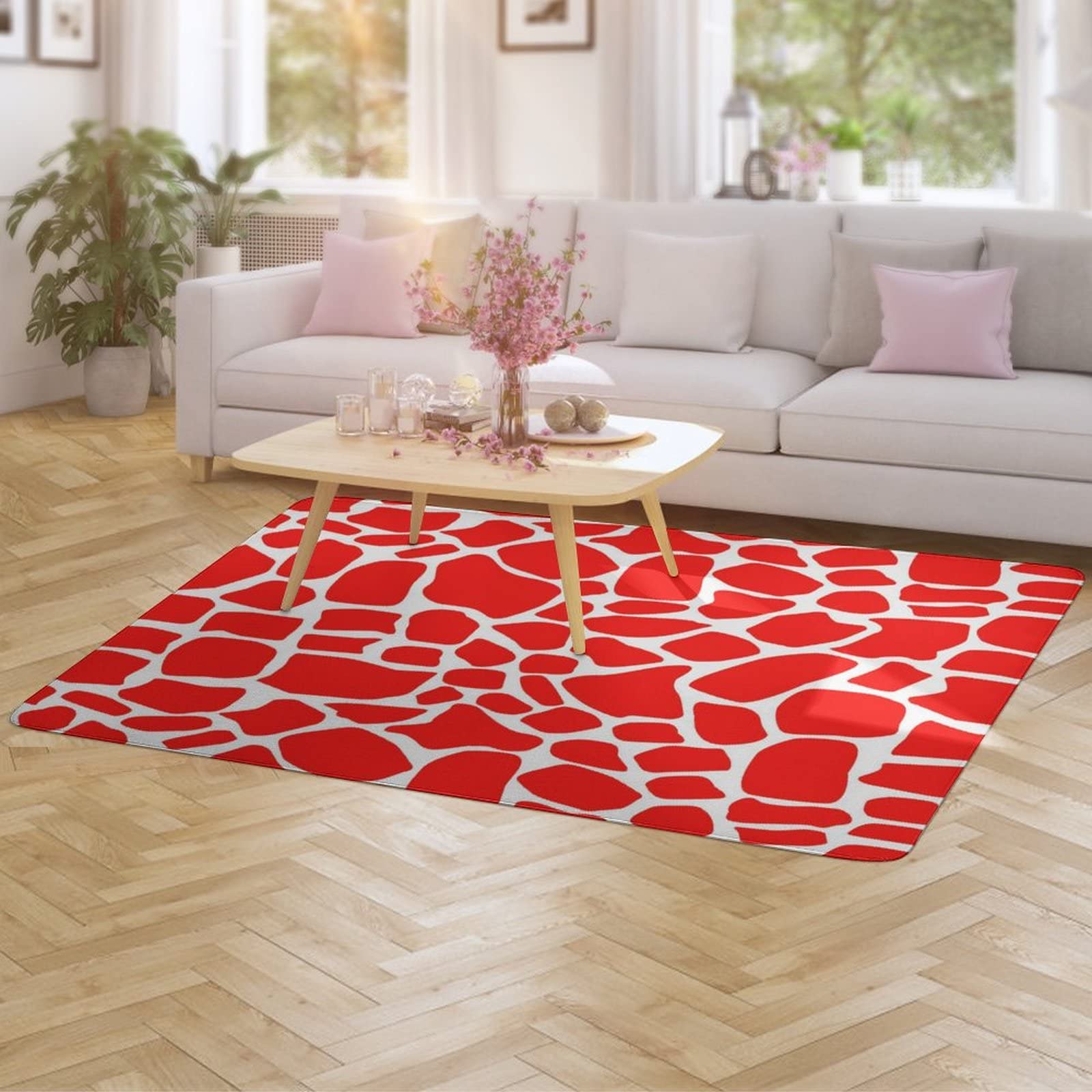 Soft Giraffe Print Non-Slip Area Rug - 5x6.5ft Foldable Kids Room Carpet for Nursery, Playroom & Dorm Decor - Animal Texture Floor Mat for Bedroom, Living Room & Dining Area - Perfect for Playtime & Cozy Spaces