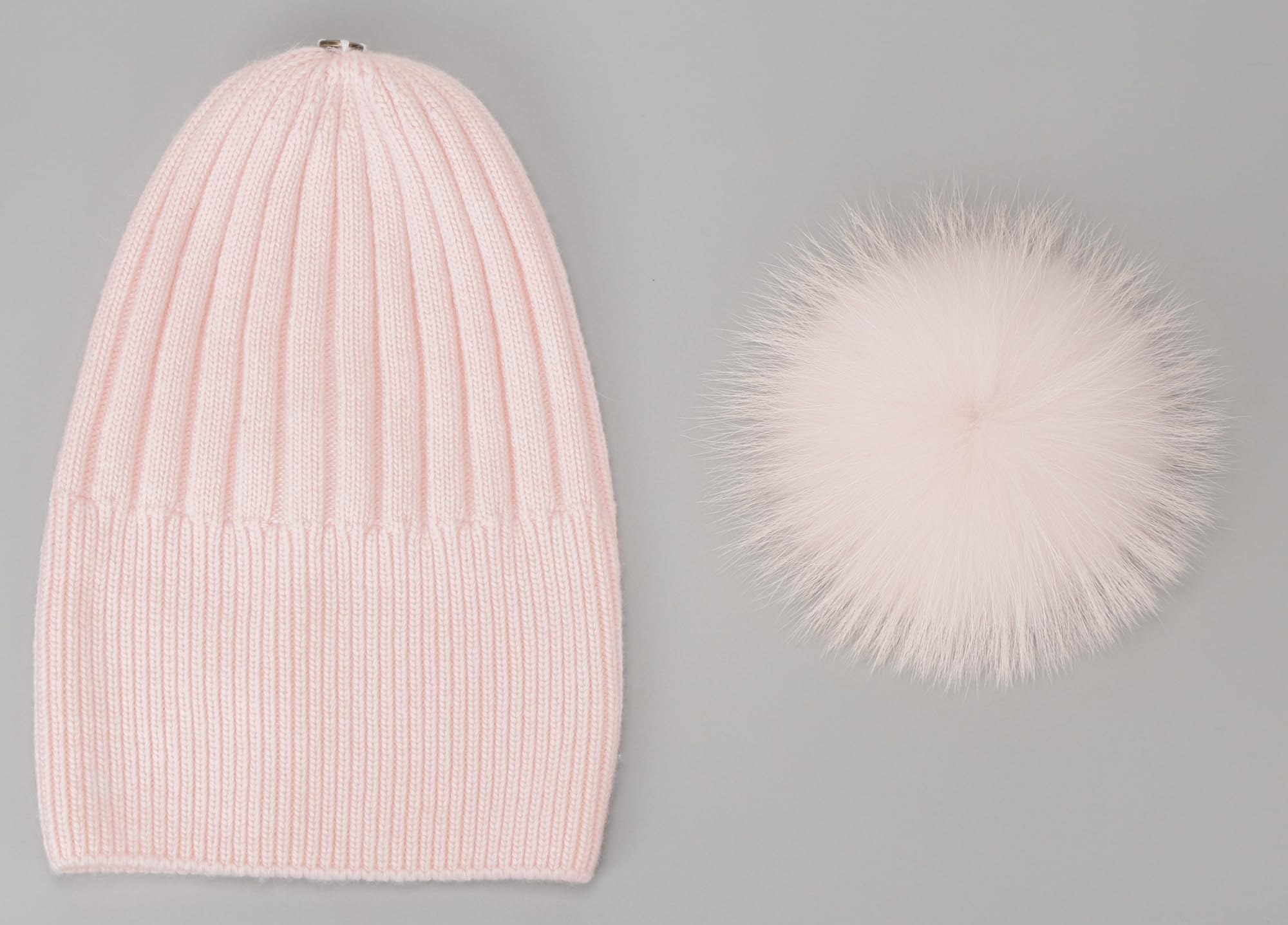 Women's Winter Warm Hat with Real Fox Fur Pom Pom - Soft Cashmere Blend Long Knit Beanie Skull Cap for Cold Weather, Outdoor Activities & Fashion Accessory