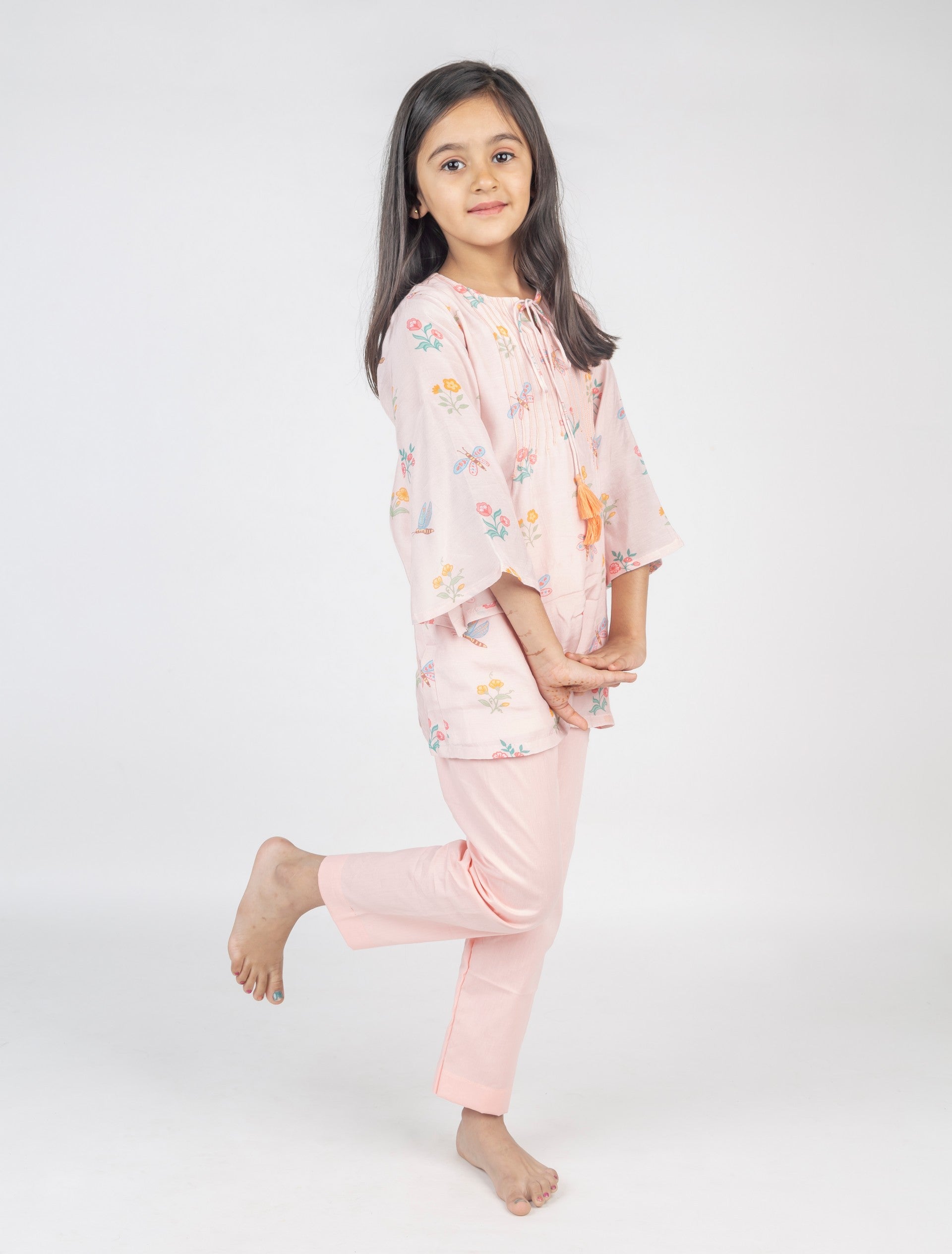 Pre Order: Elegant Dragon Fly & Floral Kurta Set for Women - Perfect for Festivals, Weddings, and Special Occasions