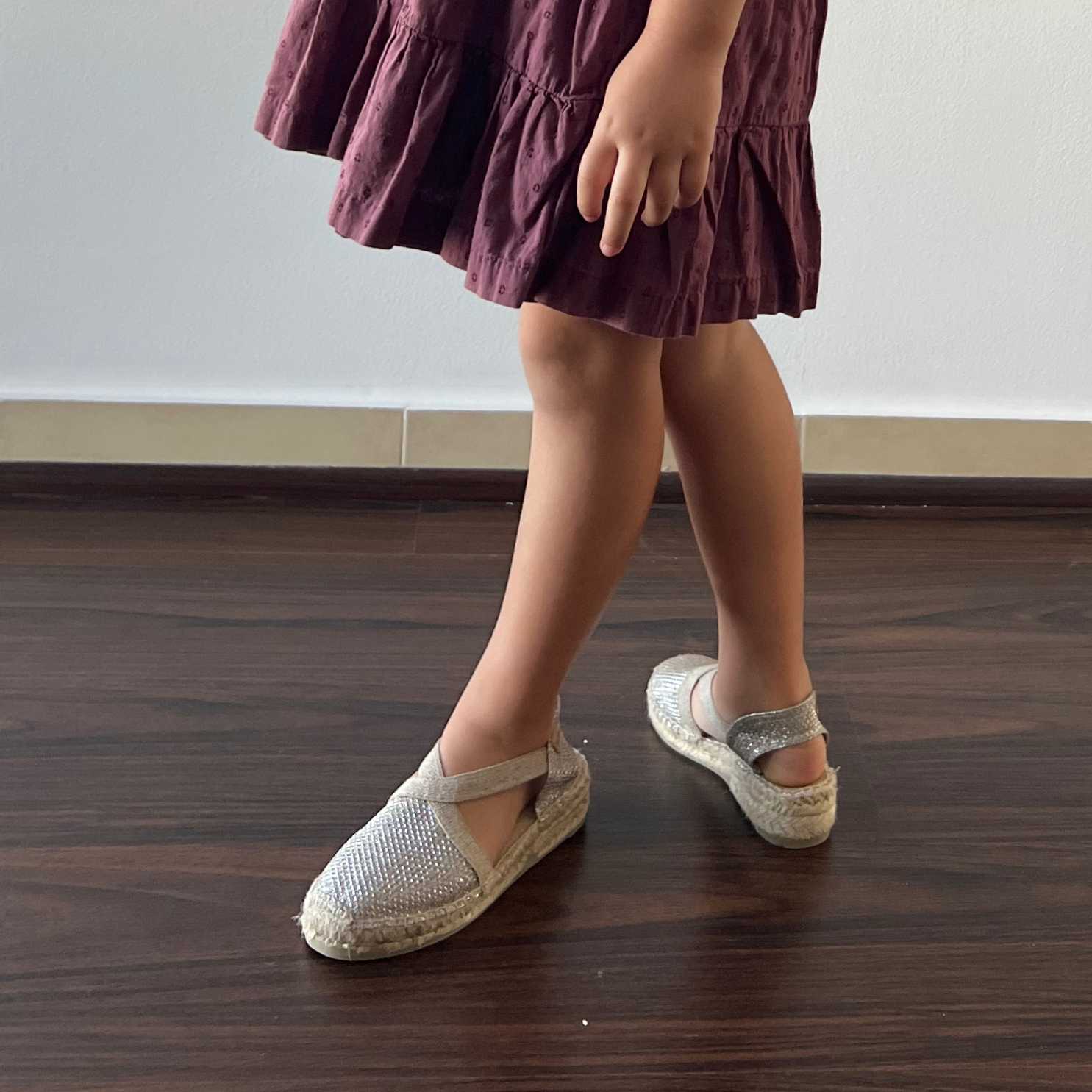Vegan Metallic Wedge Espadrille Sandals for Girls - Comfortable Kids Summer Shoes for Beach, Party & Casual Wear - Edita S