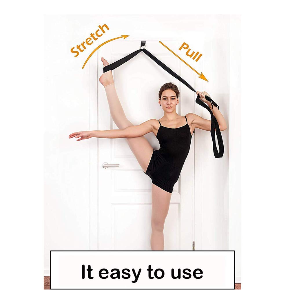 Adjustable Leg Stretch Strap with Door Anchor - Yoga, Ballet, Dance & Gymnastics Training Stretcher - Improve Flexibility for Home Workouts & Cheerleading Practice