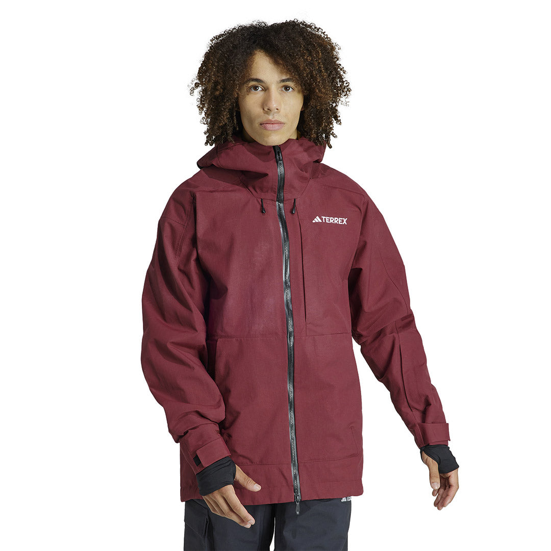 Adidas Men's Terrex Techrock 3 Layer Waterproof Hiking Jacket - Recycled Nylon Rain-Ready Outdoor Shell for Camping & Mountain Climbing (IB4219)