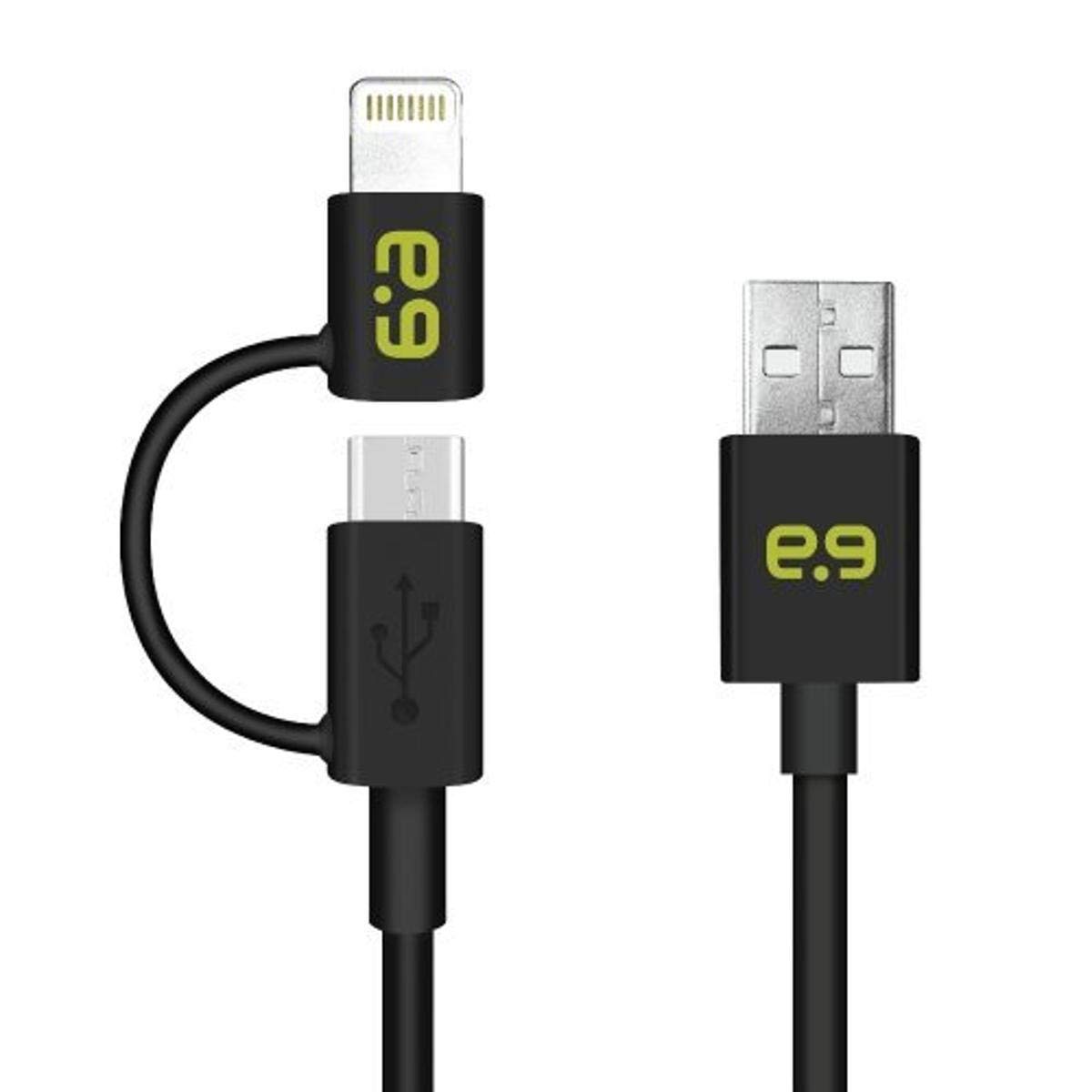PureGear 2-in-1 Charging & Sync Cable with Lightning to Micro USB Adapter - 48 Inch Black Cable for iPhone & Android Devices | Perfect for Travel, Home & Office Use