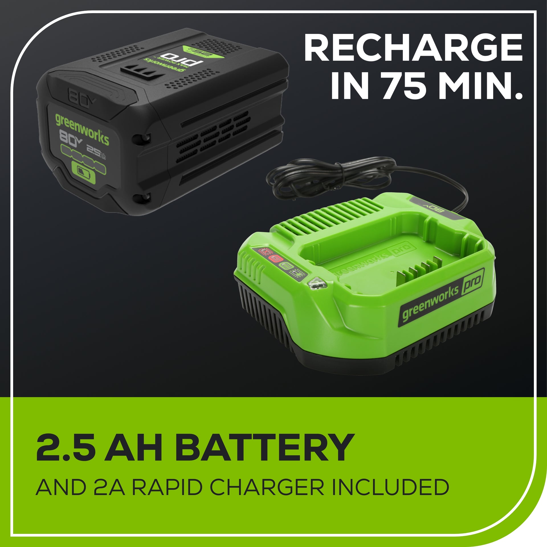 80V 800 CFM Brushless Leaf Blower with 2.5Ah Battery & Charger - Powerful Cordless Yard Cleanup for Lawns, Driveways & Patios