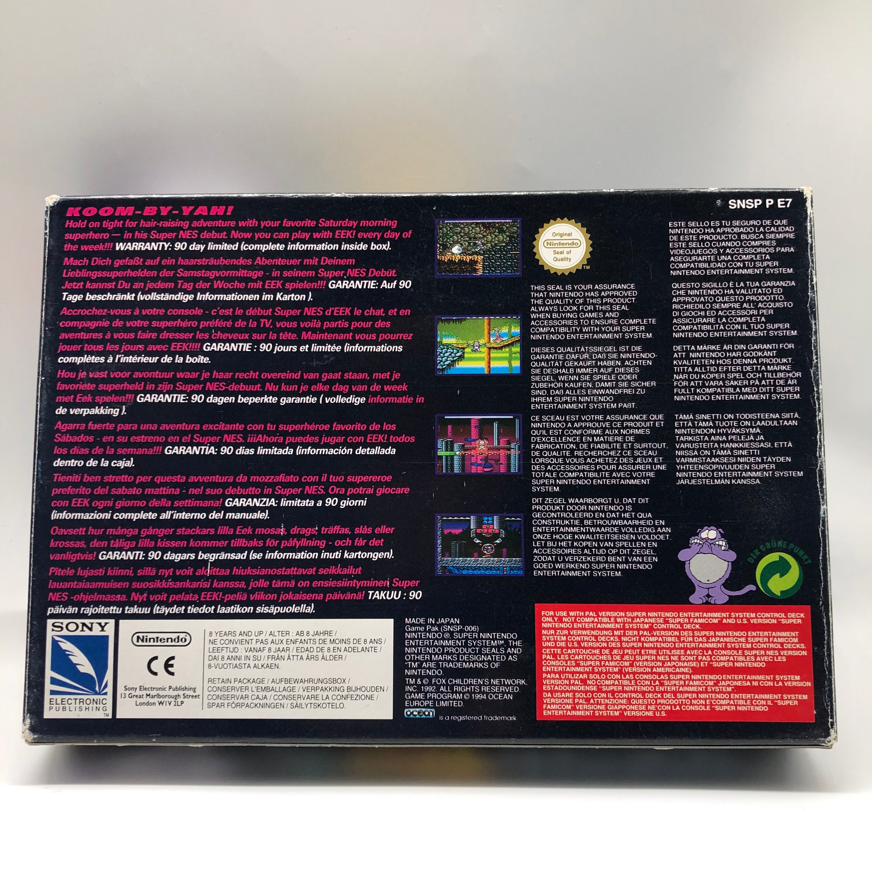 Eek! The Cat Super Nintendo SNES Game - Complete Boxed PAL Version | Retro Gaming Collectible for SNES Enthusiasts & 90s Nostalgia Fans