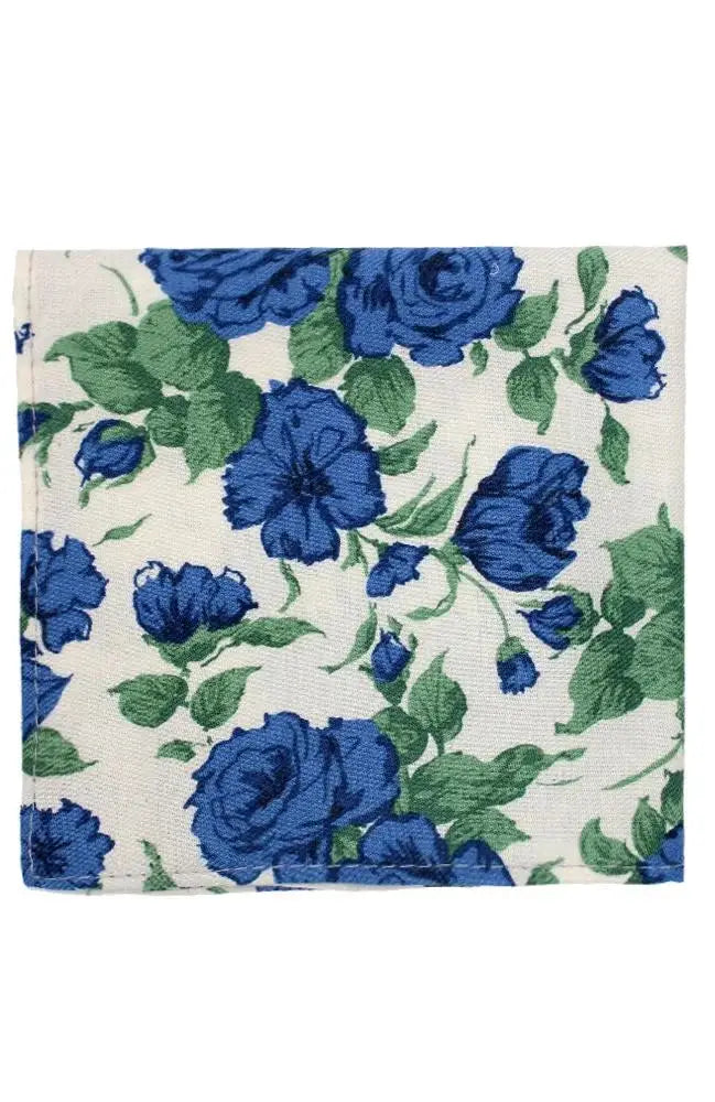 LA Smith Blue Floral Men's Hank - Premium Liberty Fabric Handkerchief for Gentlemen | Perfect for Weddings, Gifts & Everyday Elegance