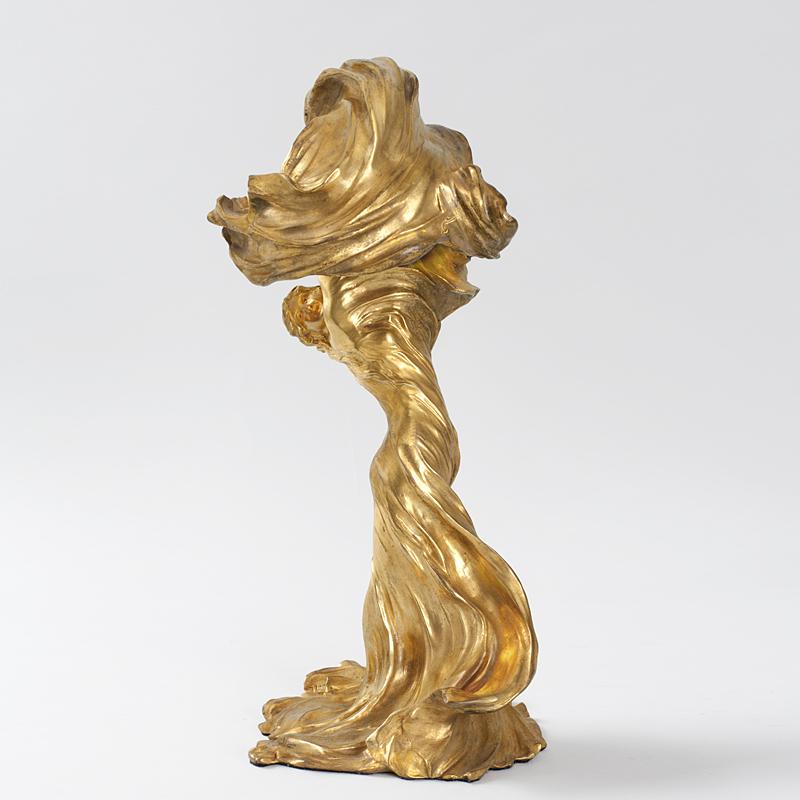 François Raoul Larche Gilt Bronze Loïe Fuller Sculpture with Lighting - Elegant Art Deco Home Decor for Living Room, Office & Collector's Display