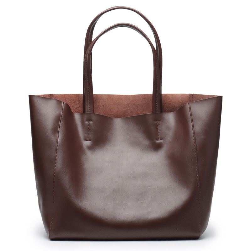 Premium Genuine Leather Large Capacity Tote Bag for Women - Stylish Shopping & Work Shoulder Bag - Perfect for Office, Travel & Everyday Use