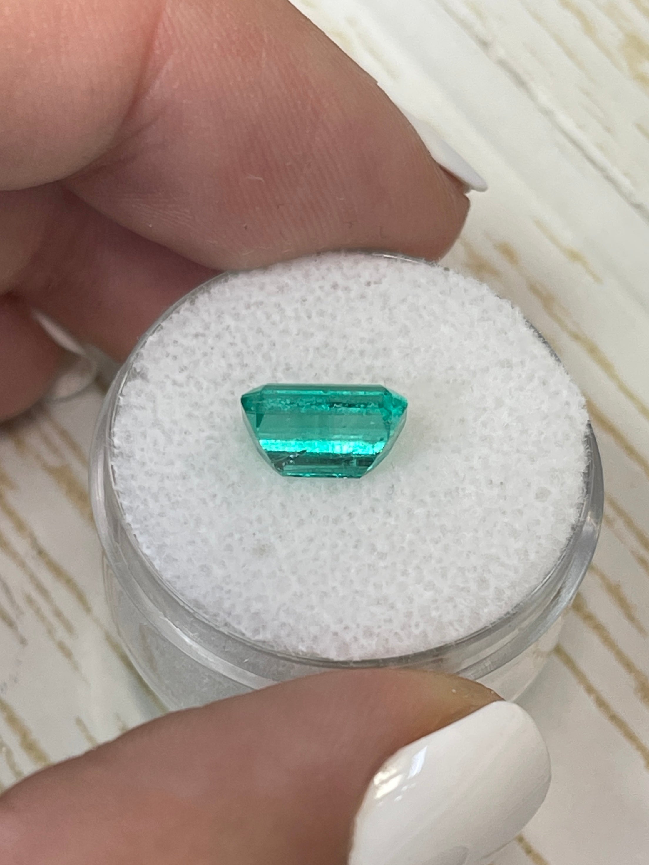 14K Gold Custom Diamond Ring with 1.96 Carat 9x6mm Bluish Green Natural Colombian Emerald - Emerald Cut | Luxury Engagement, Wedding, Anniversary Jewelry Gift for Women