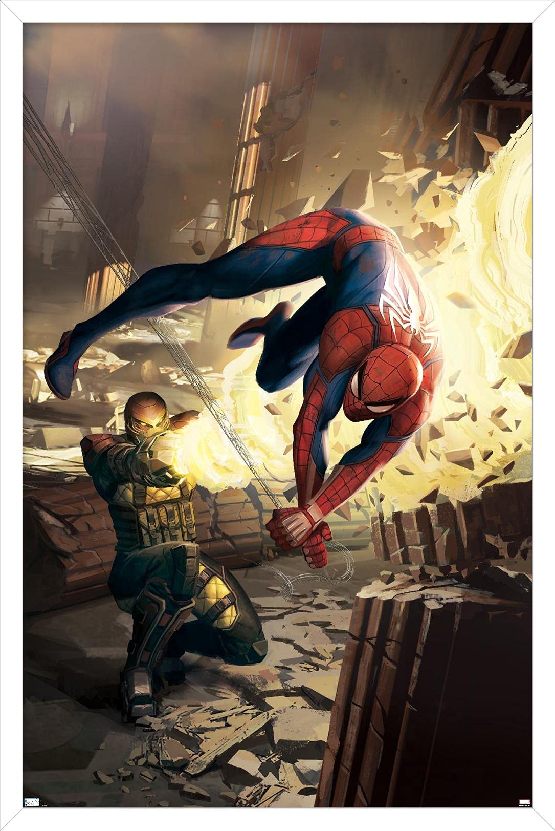 Marvel Comics Shocker Wall Poster - Amazing Spider-Man #5 Art Print (22.4x14.7 Inches) White Framed Version | Superhero Room Decor for Comic Book Fans & Collectors | Perfect for Bedroom, Game Room & Office Display
