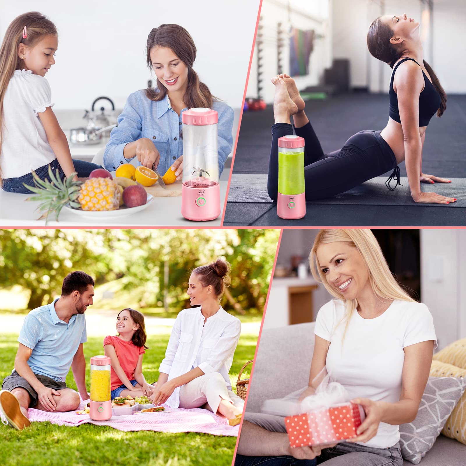 Portable USB Rechargeable Blender for Shakes, Smoothies & Protein Drinks - Personal Travel Blender Bottle for Gym, Office & Home Use - Perfect for Fitness, Camping & On-the-Go Lifestyles