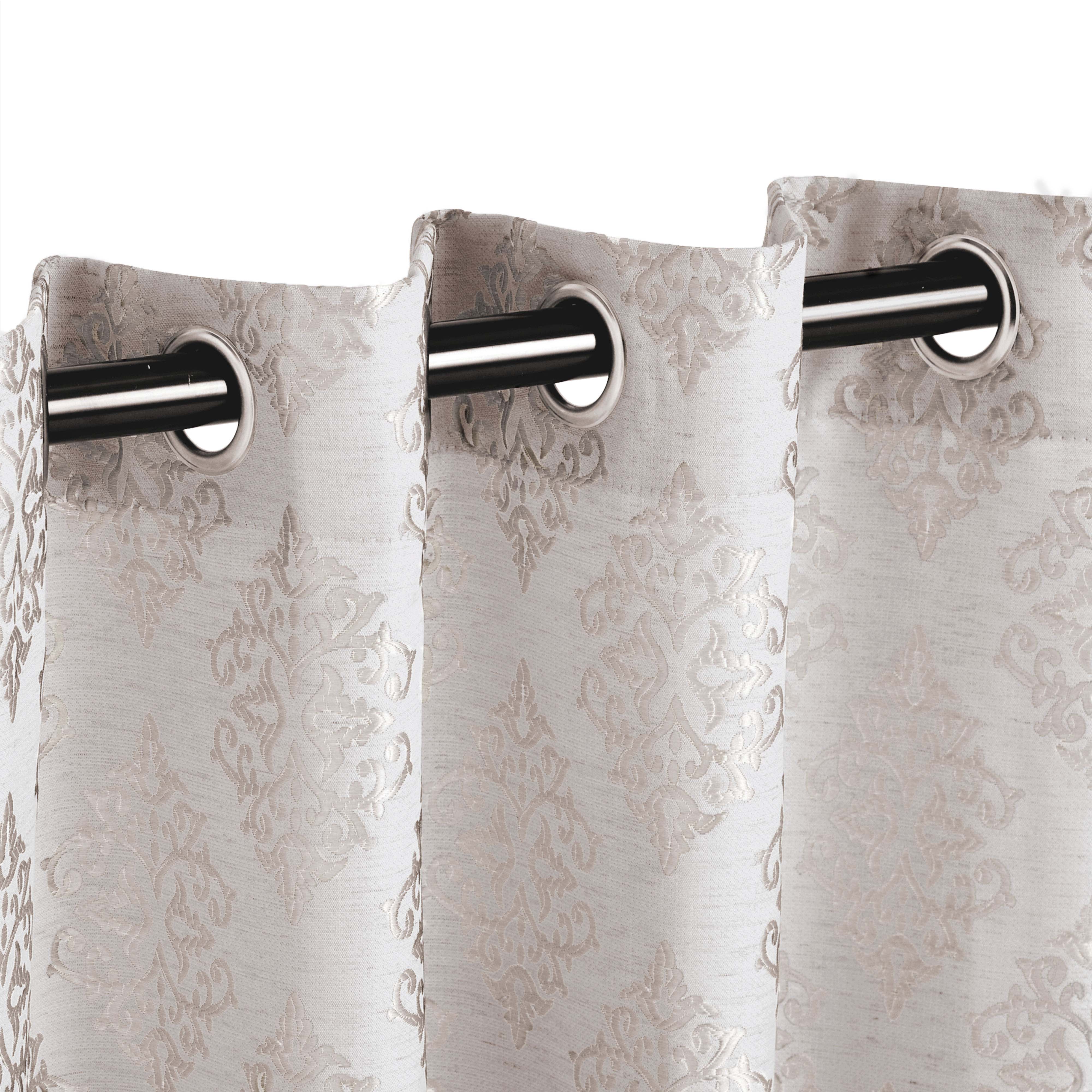 Venetian Damask Jacquard Curtain Panels - Set of 2 Luxury Window Treatments for Living Room & Bedroom Decor