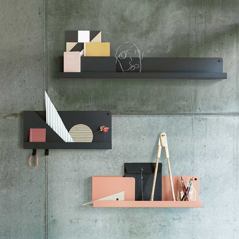 MUUTO Folded Shelves - Modern Black Wall Shelf, 24.8x2.56 Inches - Perfect for Living Room, Bedroom & Office Storage & Display