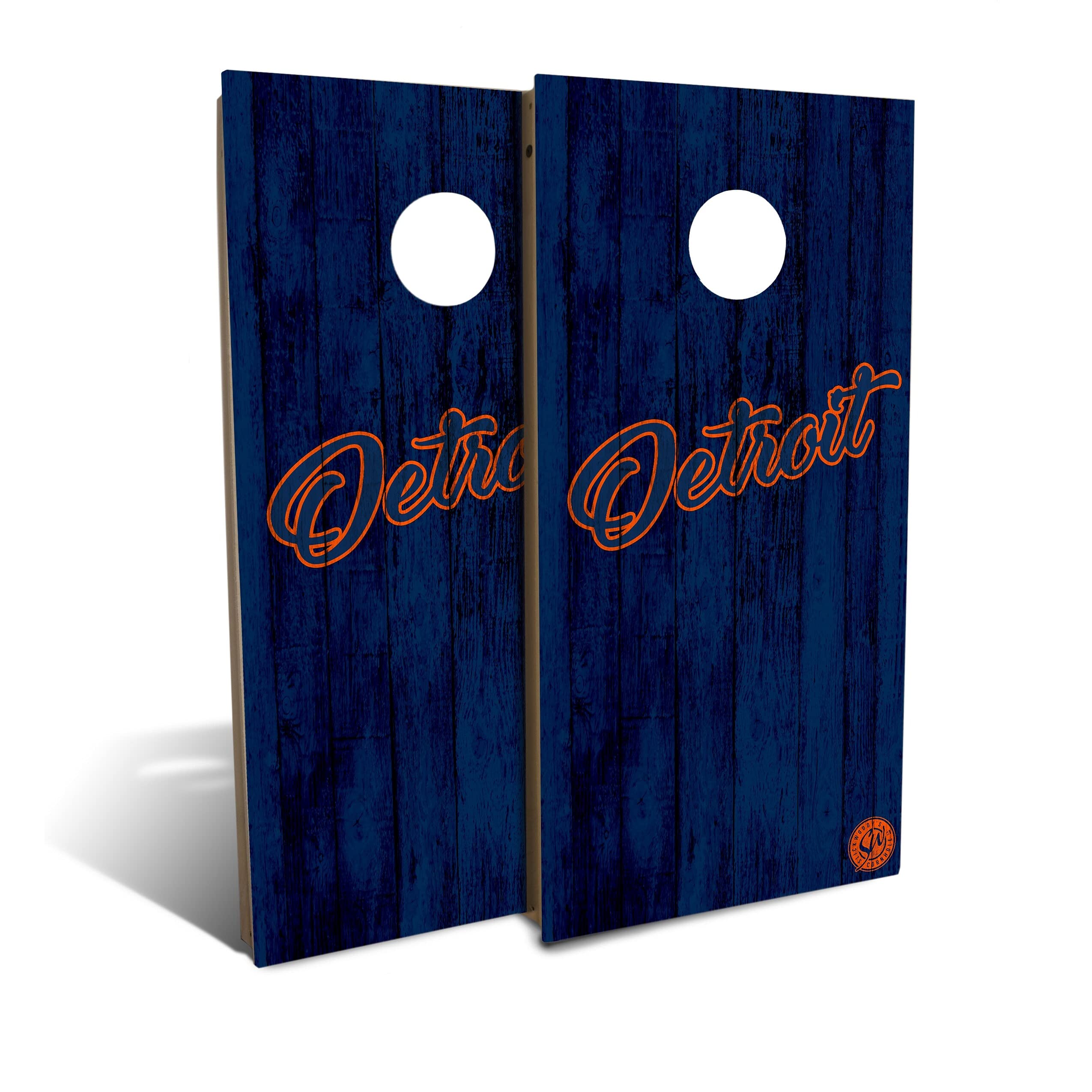 Premium Detroit Solid Wood Baseball Cornhole Board Set with 8 Bean Bags - Outdoor Lawn Games for Backyard, Tailgating, and Parties