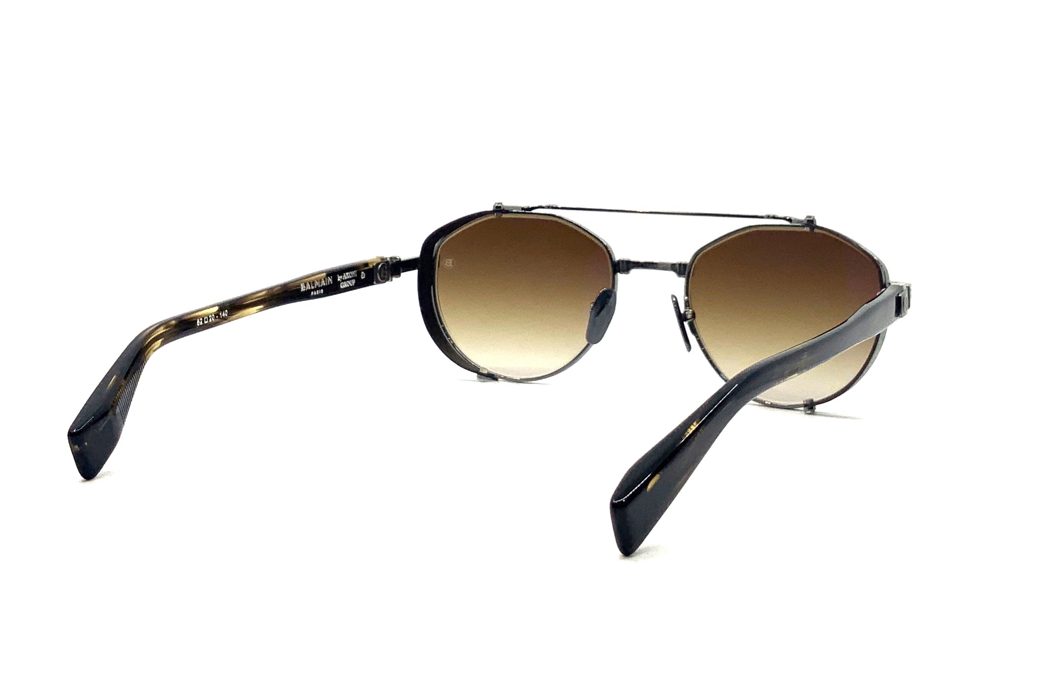 Balmain Brigade IV Sunglasses - Black & Brown Aviator Style for Men & Women | UV Protection, Fashion Accessory for Outdoor, Driving & Travel