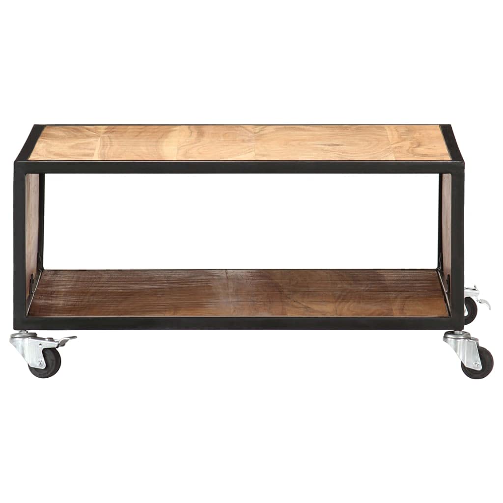 Solid Acacia Wood Coffee Table with Storage - 27.5
