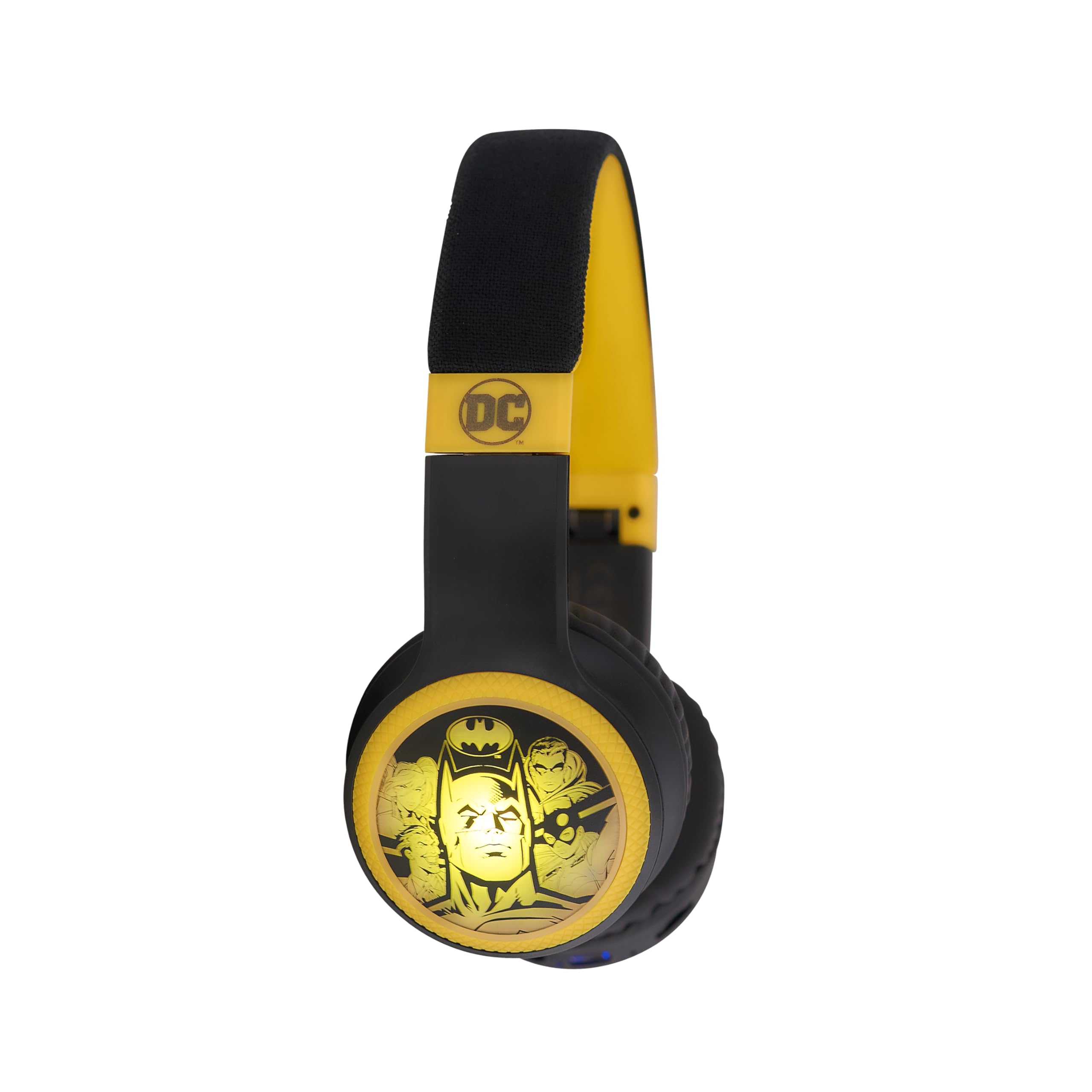 Batman DC Comics Bluetooth & Wired 2-in-1 Light-Up Headphones with Adjustable Headband, Built-in Mic for Calls - Perfect for Gaming, Movies & Superhero Fans