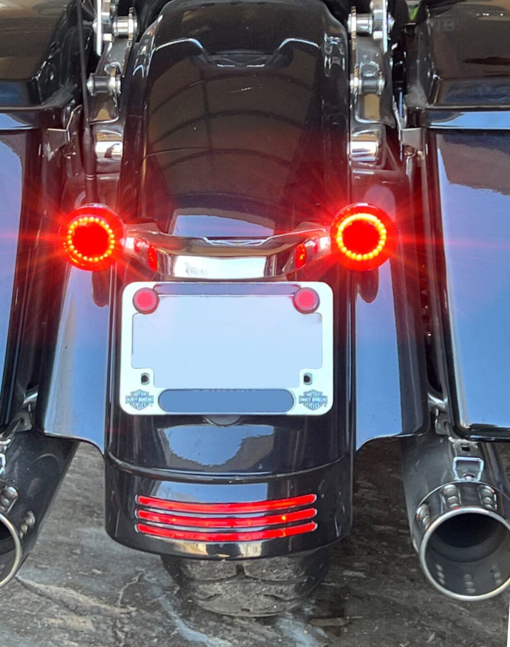 **Eagle Lights 8748RTS-C 2 Inch Rear LED Turn Signals with Halo Running & Brake Lights for Harley Davidson Motorcycles (Gen I / 1157 Base) - Red/Clear Lenses - Enhanced Visibility & Safety for Night Riding**