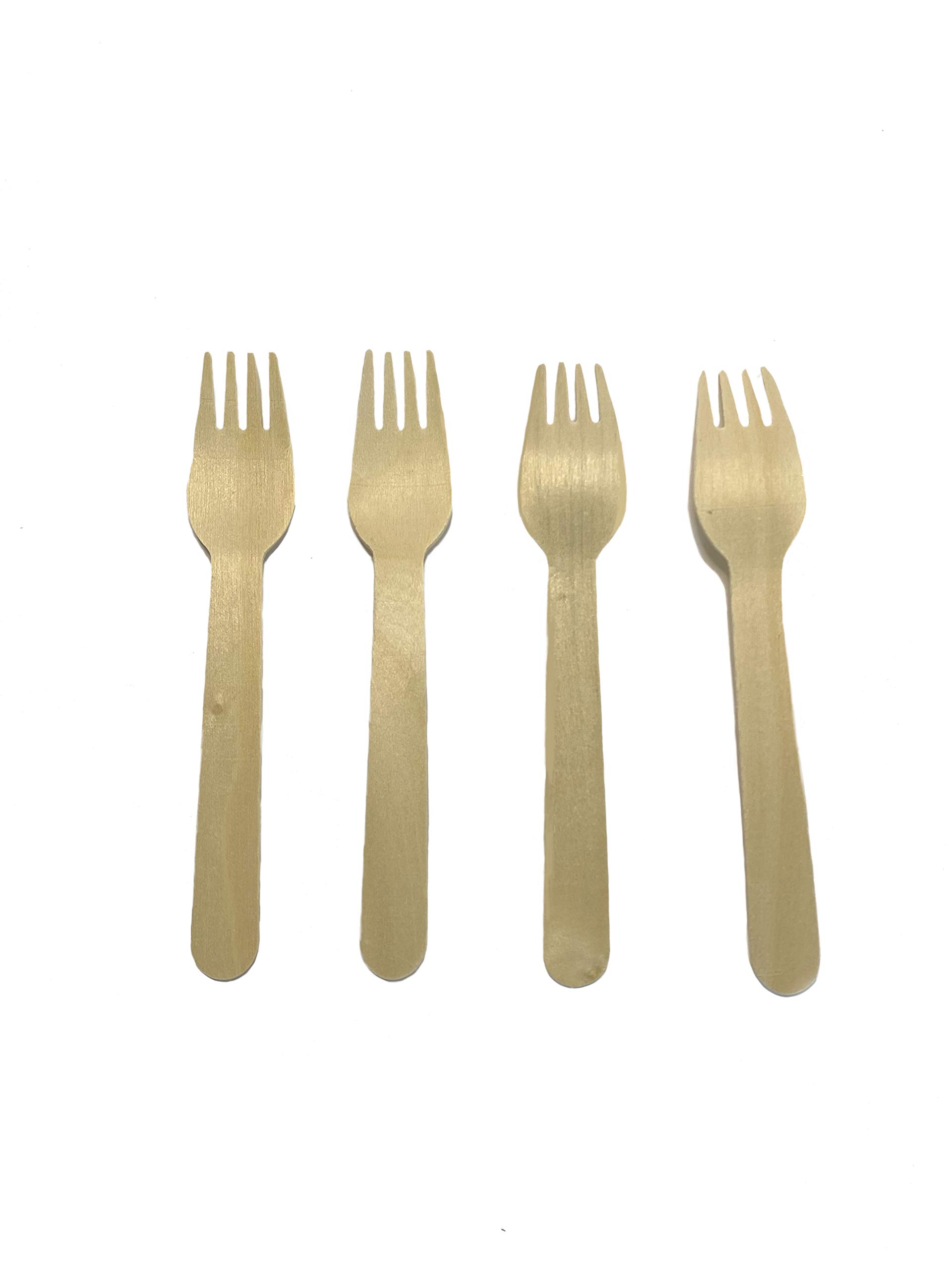 Eco-Friendly 6-Inch Wooden Disposable Forks - 100 Pack of Biodegradable & Compostable Cutlery for Parties, Picnics, BBQs & Outdoor Events